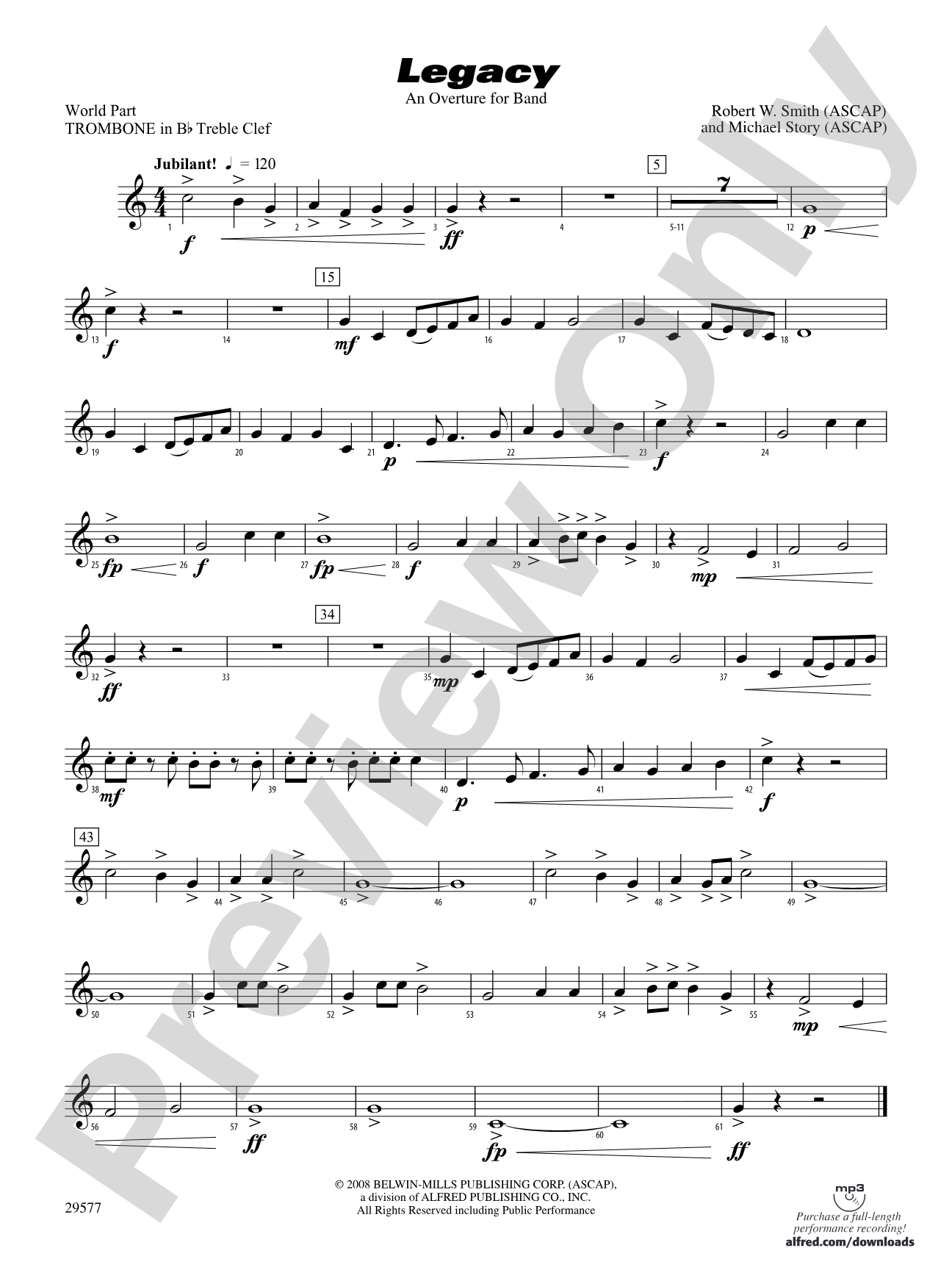 Legacy (An Overture for Band): (wp) 1st B-flat Trombone T.C.
