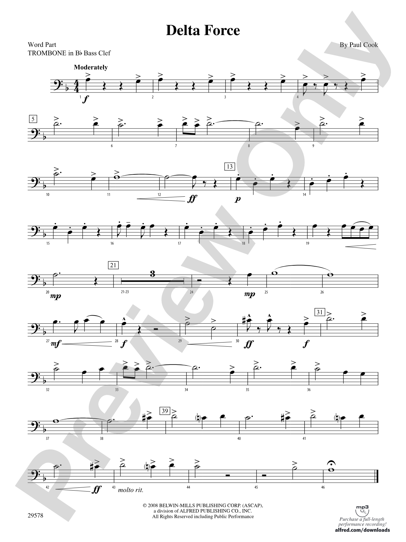 Delta Force: (wp) 1st B-flat Trombone B.C.