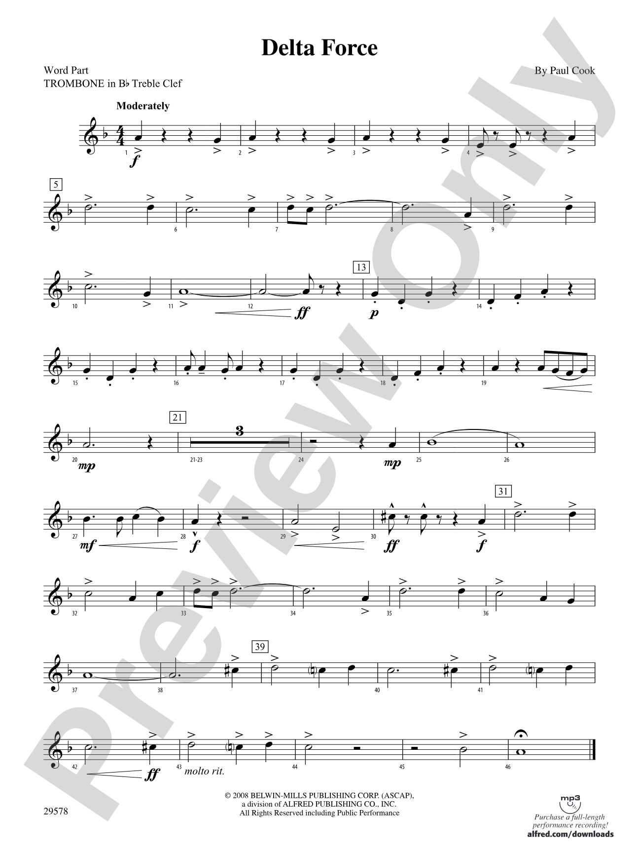 Delta Force: (wp) 1st B-flat Trombone T.C.