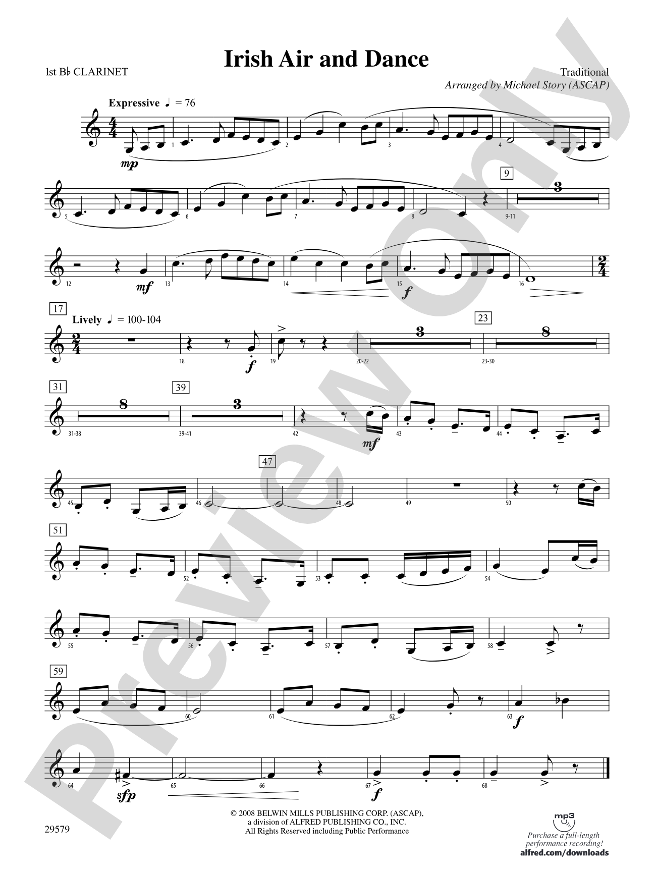 Irish Air and Dance: 1st B-flat Clarinet