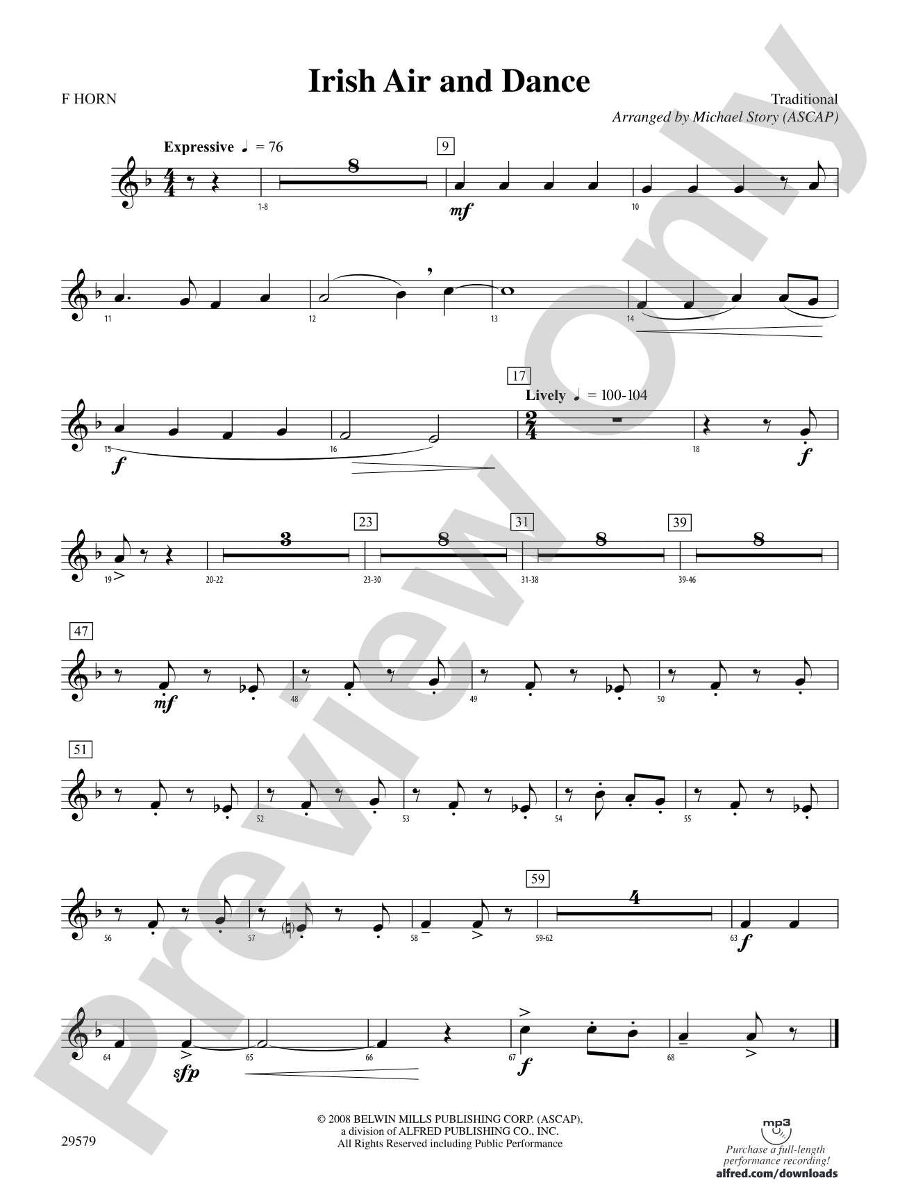 Irish Air and Dance: 1st F Horn