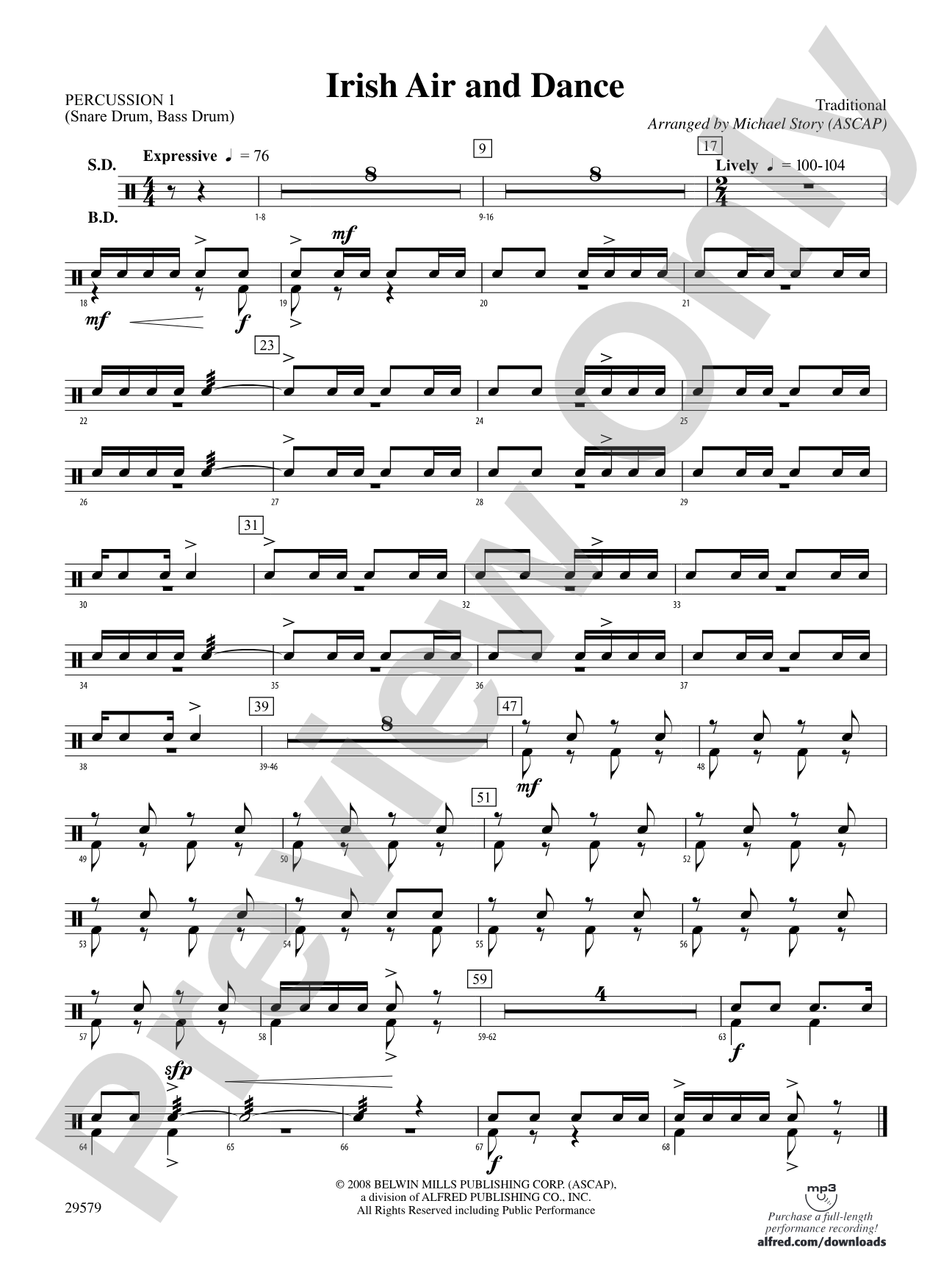 Irish Air and Dance: 1st Percussion