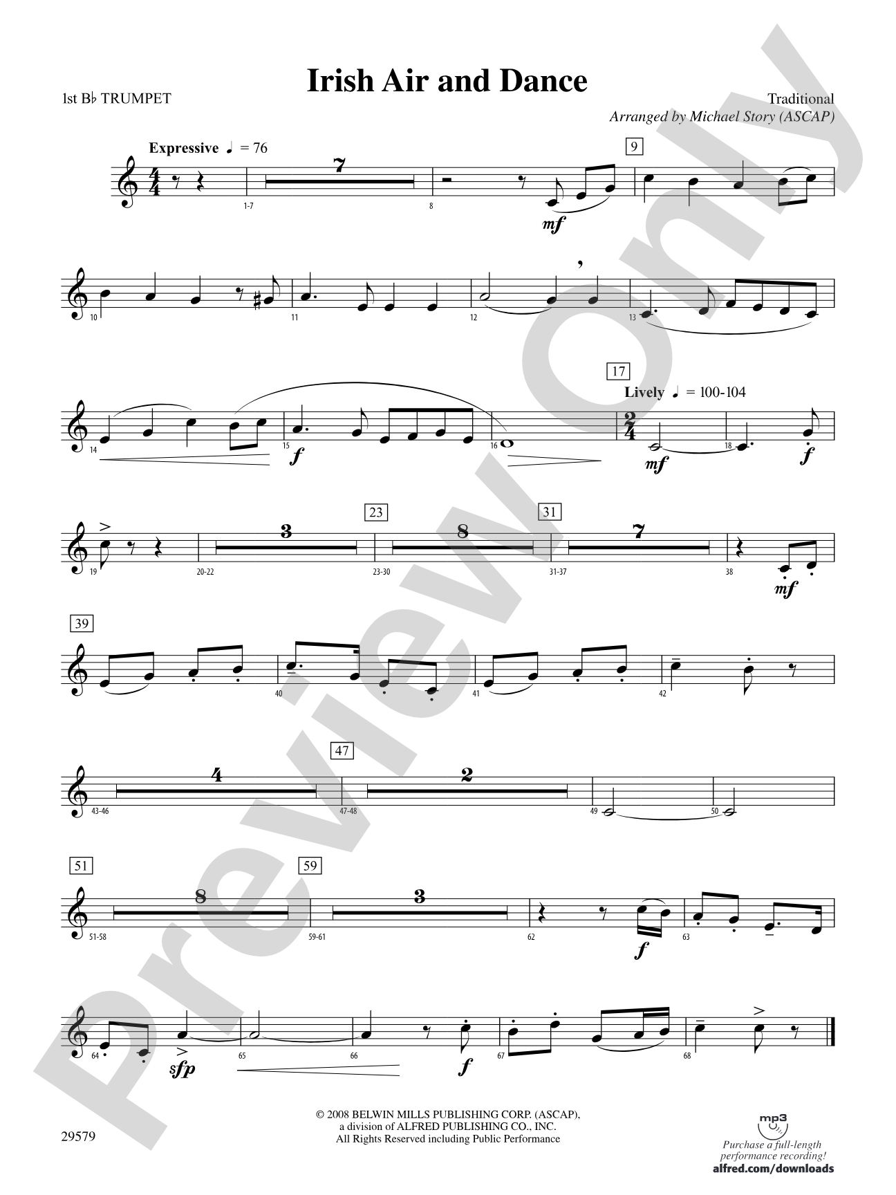 Irish Air and Dance: 1st B-flat Trumpet
