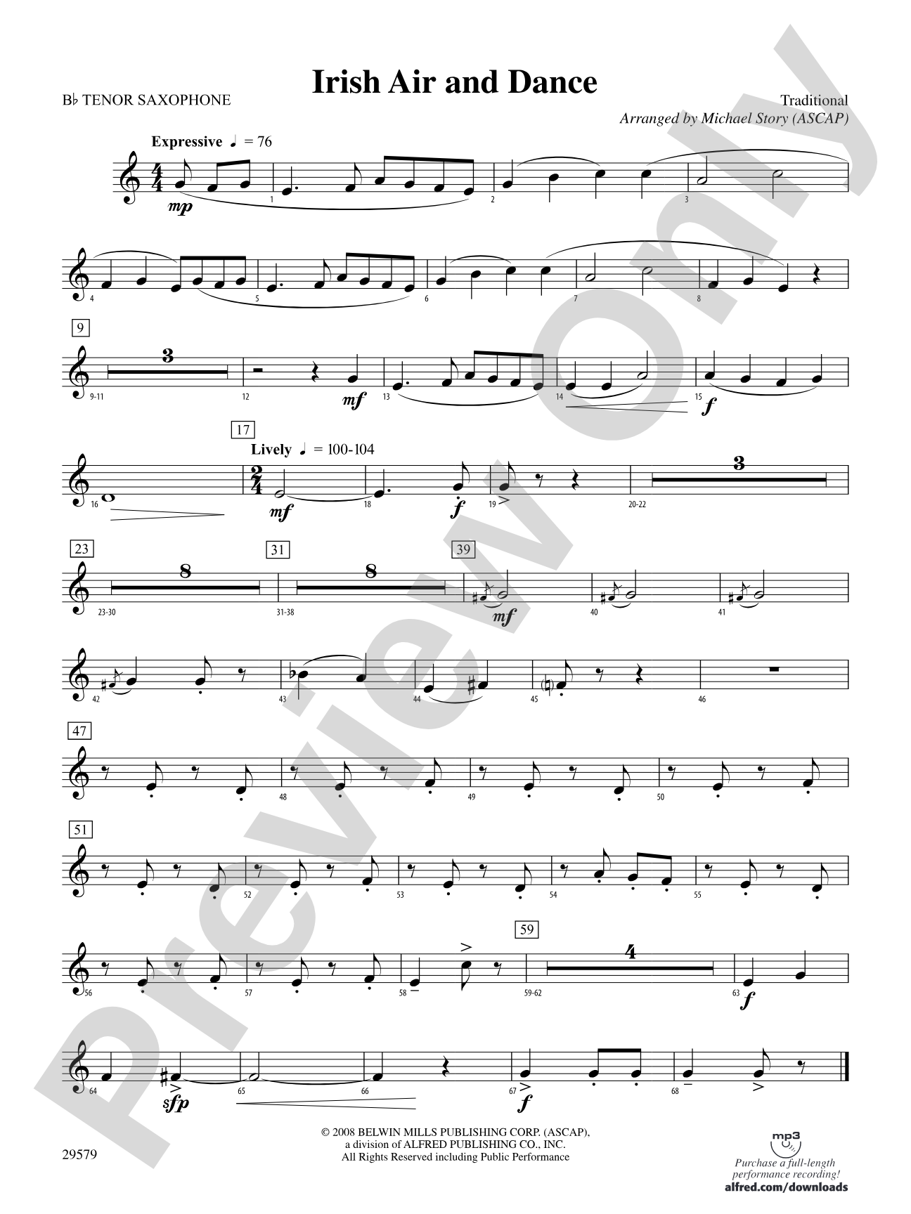 Irish Air and Dance: B-flat Tenor Saxophone