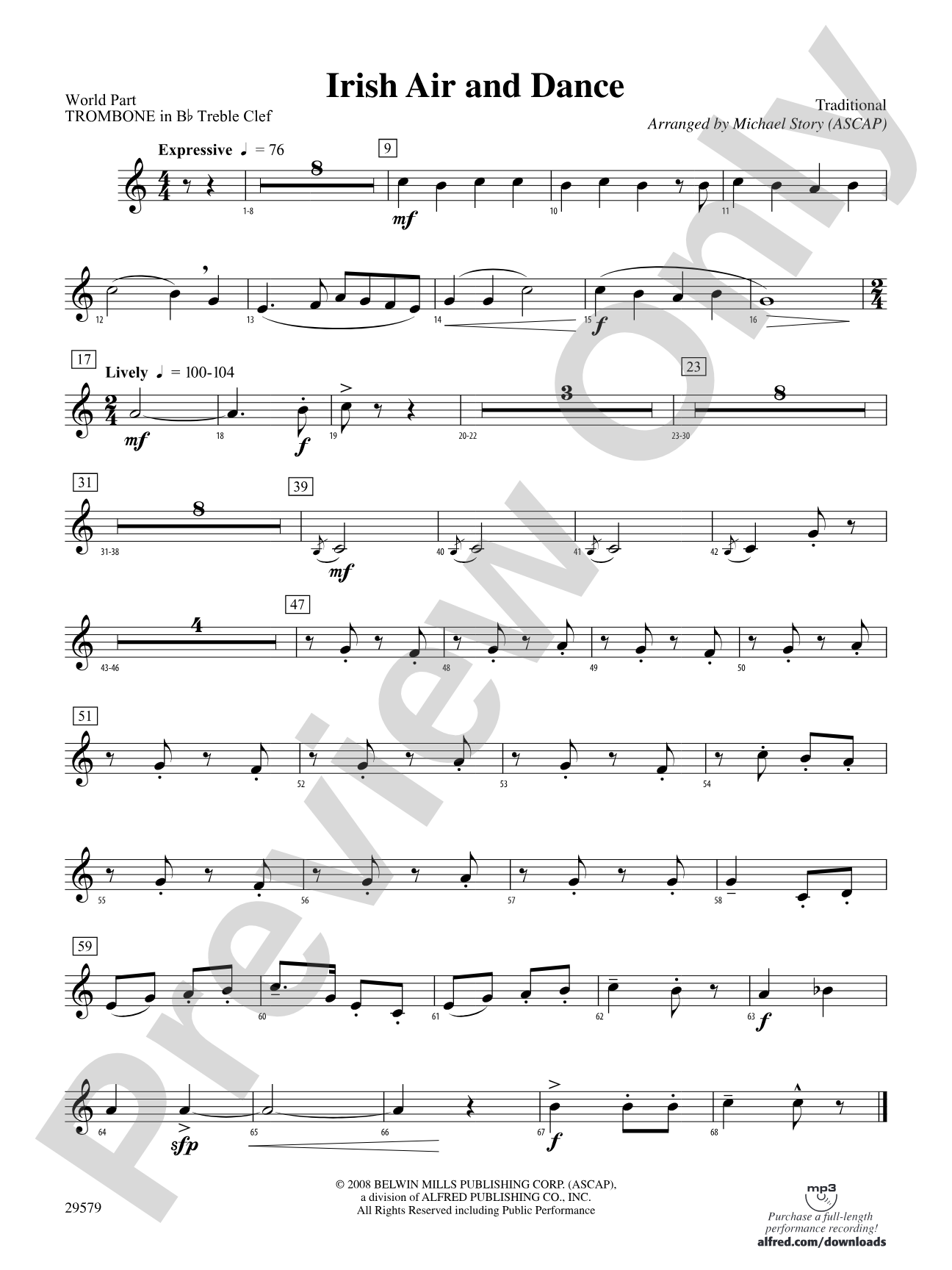 Irish Air and Dance: (wp) 1st B-flat Trombone T.C.
