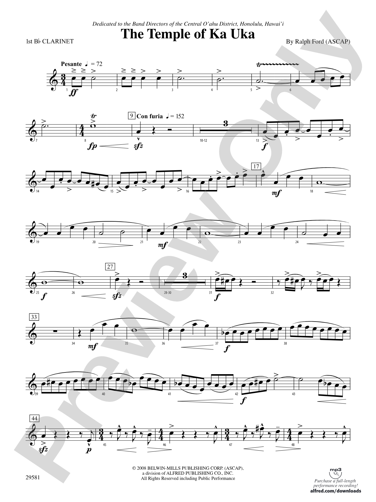The Temple of Ka Uka: 1st B-flat Clarinet