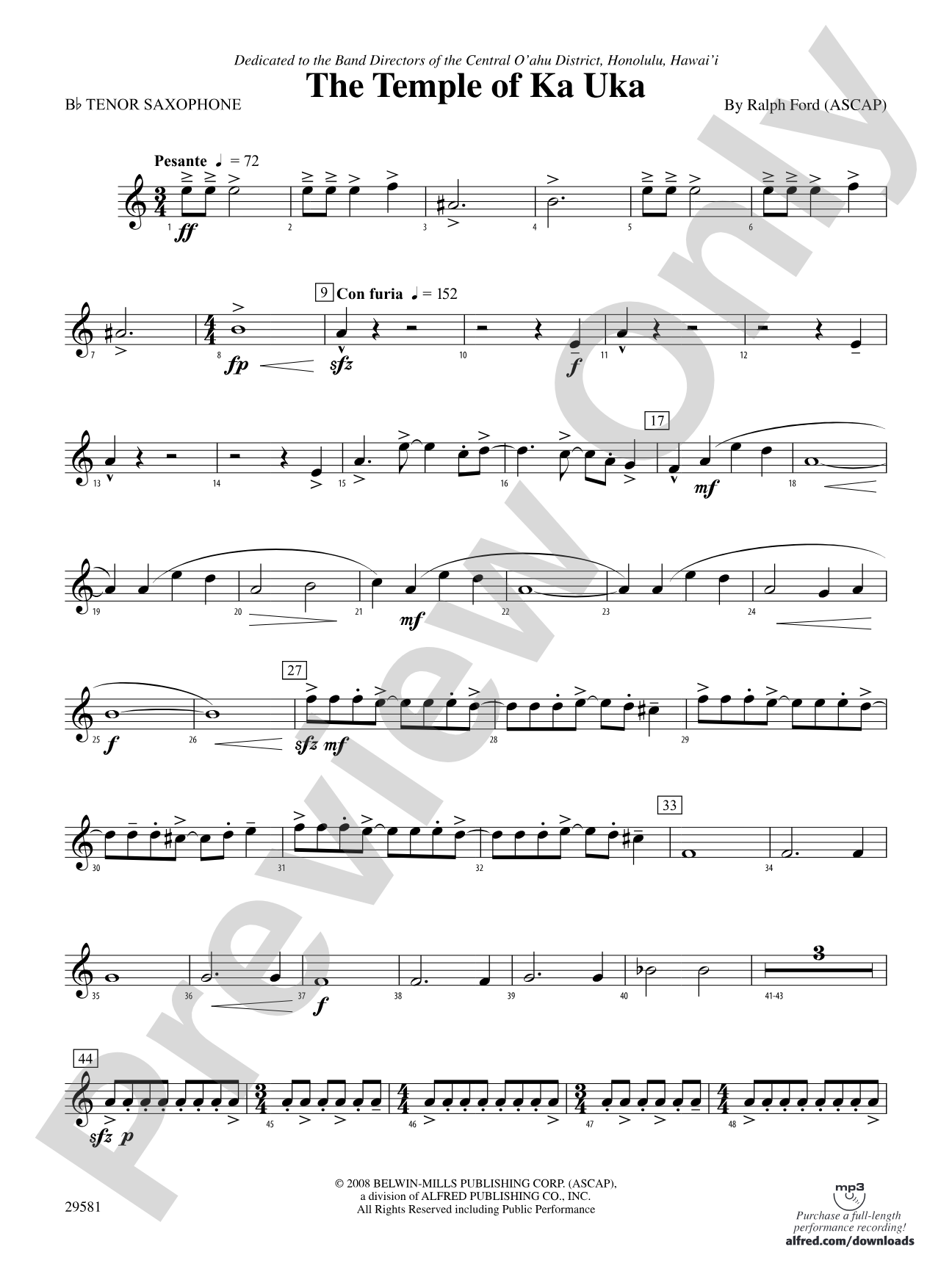 The Temple of Ka Uka: B-flat Tenor Saxophone