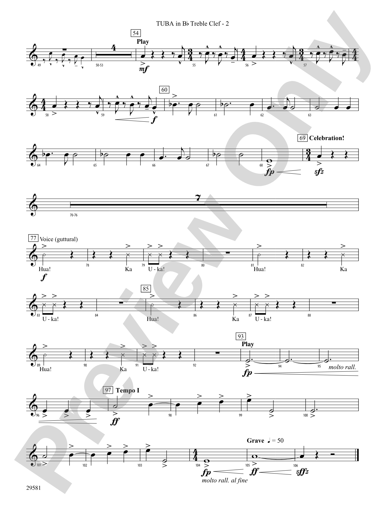 The Temple of Ka Uka: (wp) B-flat Tuba T.C.