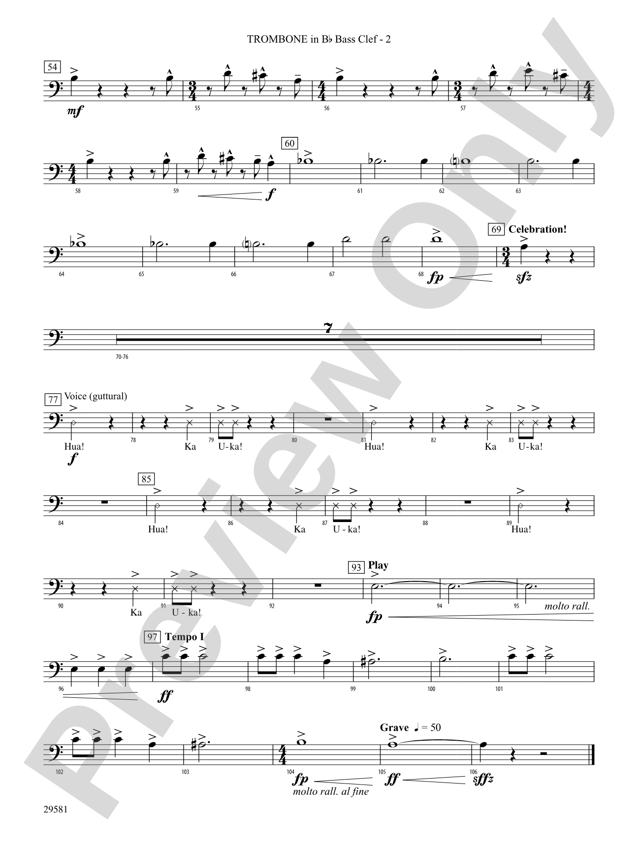 The Temple of Ka Uka: (wp) 1st B-flat Trombone B.C.