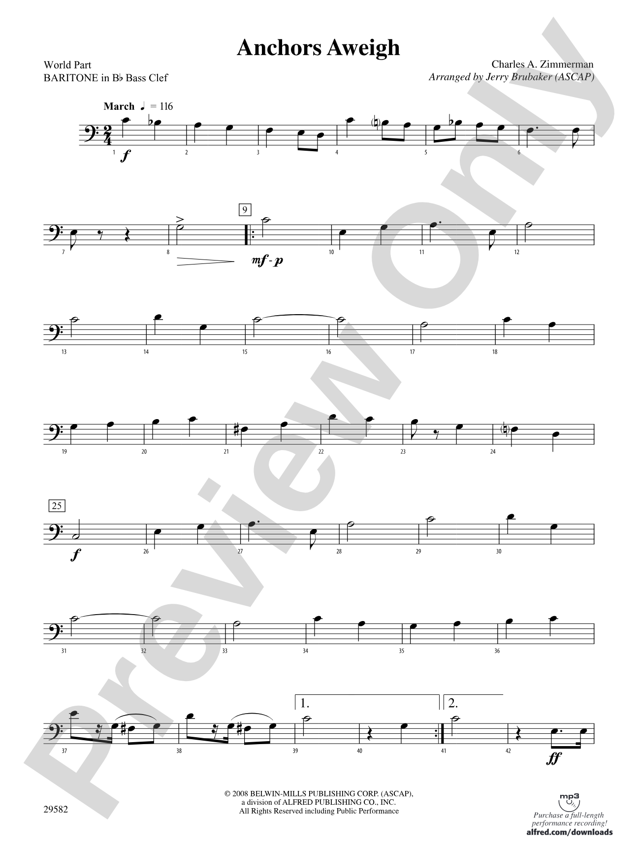 Anchors Aweigh: (wp) B-flat Baritone B.C.