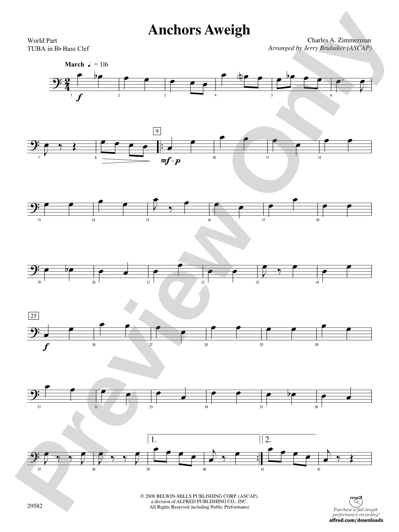 Anchors Aweigh: (wp) B-flat Tuba B.C.