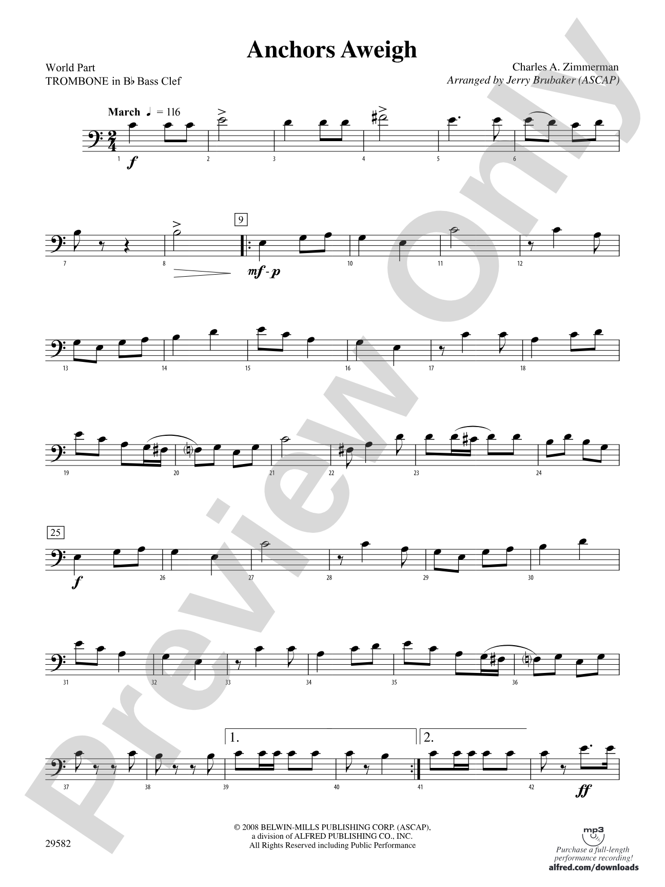 Anchors Aweigh: (wp) 1st B-flat Trombone B.C.