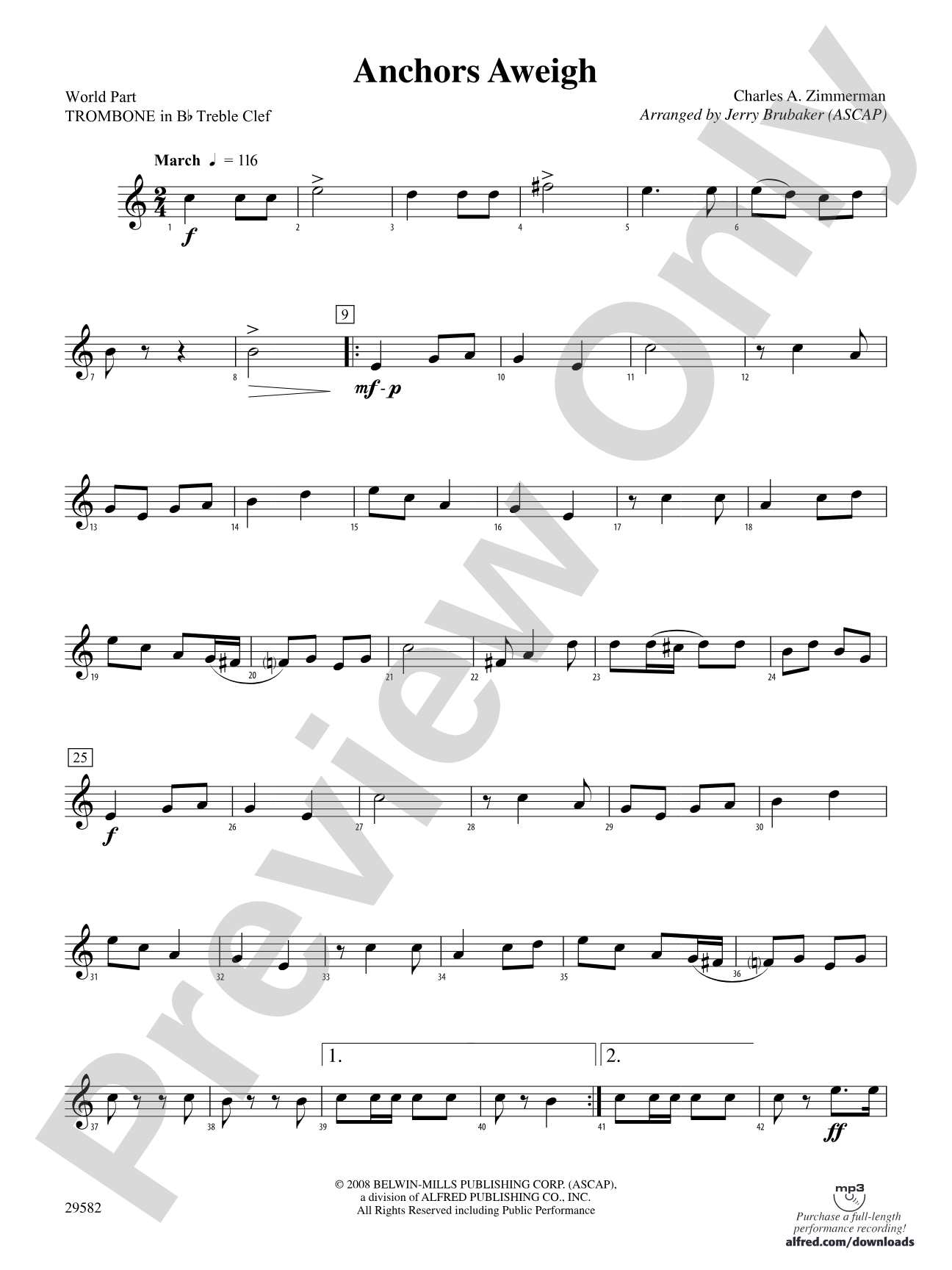 Anchors Aweigh: (wp) 1st B-flat Trombone T.C.