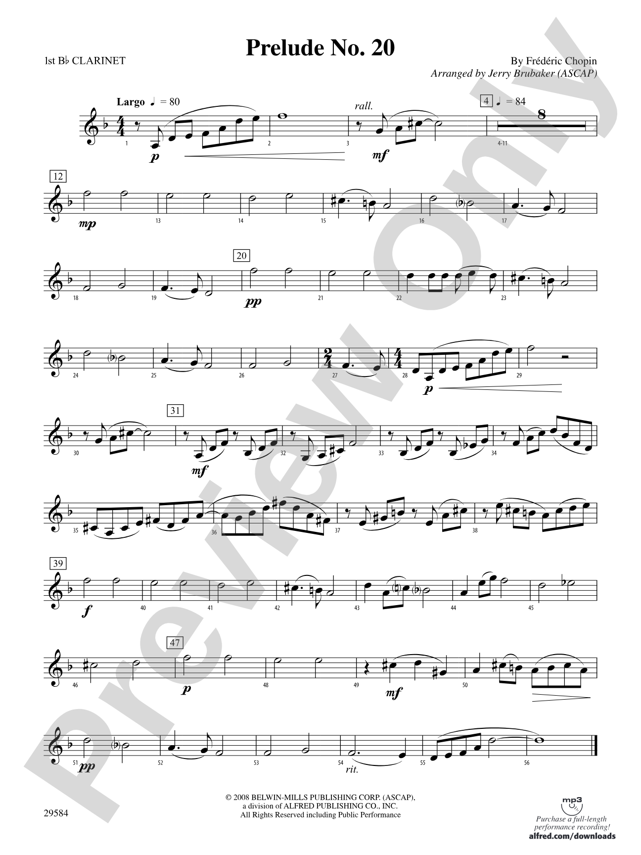 Prelude No. 20: 1st B-flat Clarinet