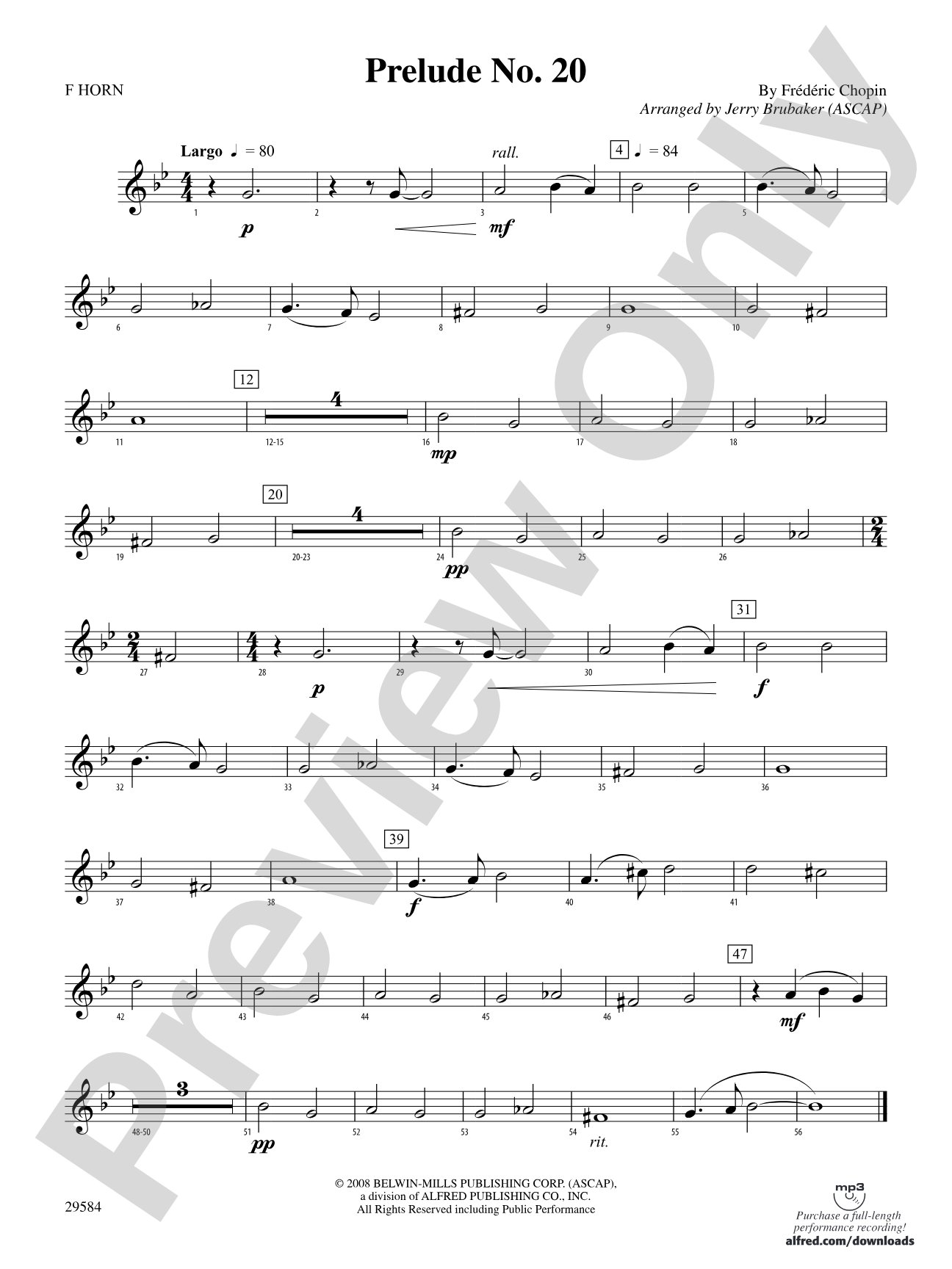 Prelude No. 20: 1st F Horn