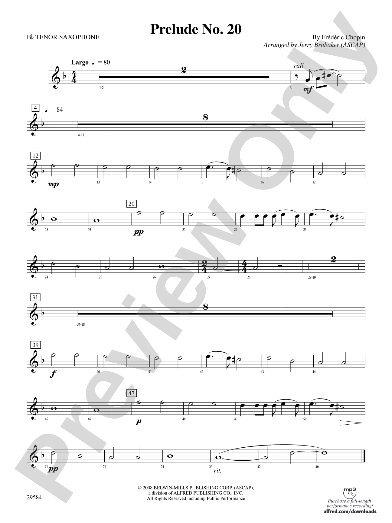 Prelude No. 20: B-flat Tenor Saxophone