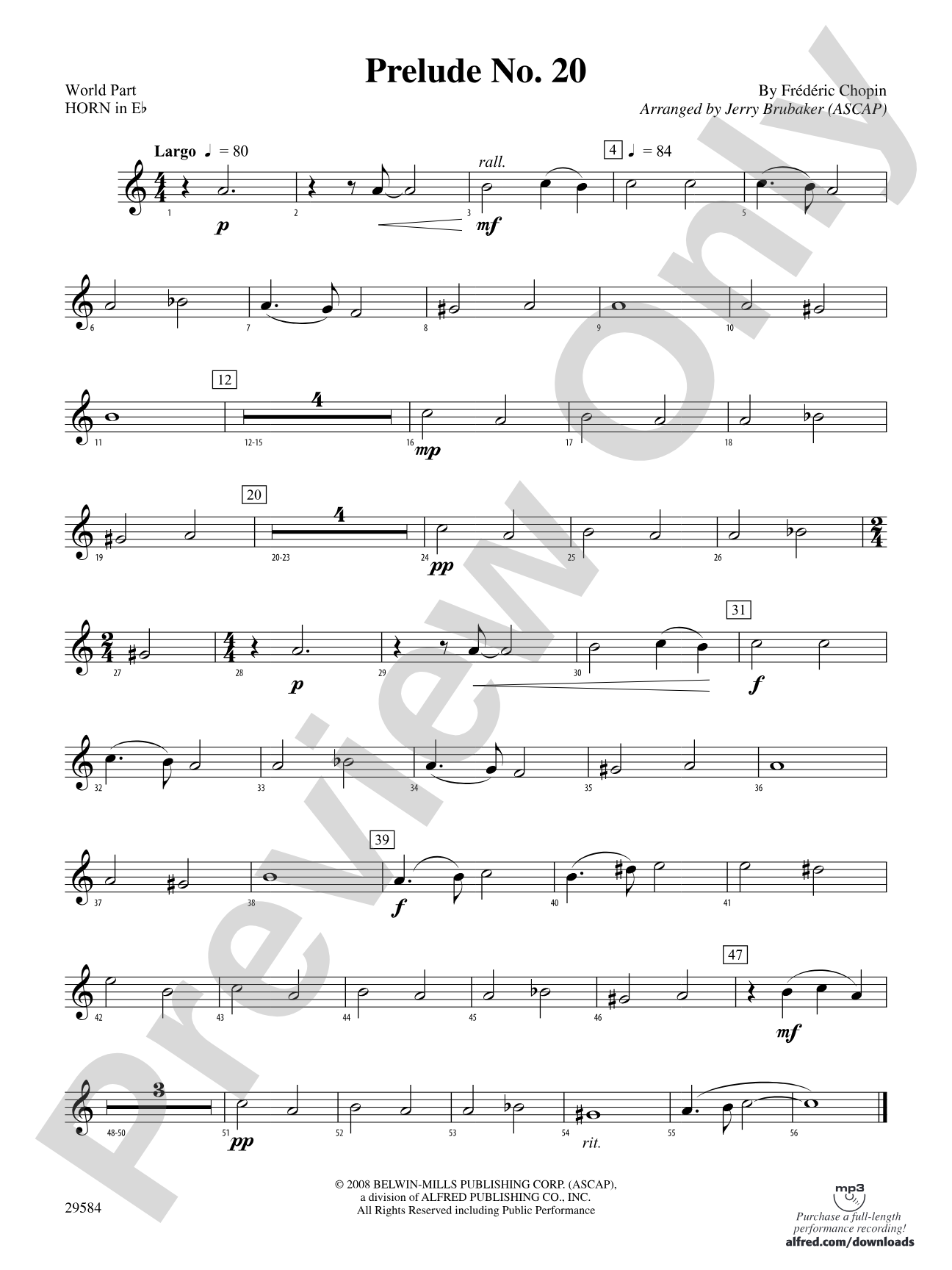 Prelude No. 20: (wp) 1st Horn in E-flat
