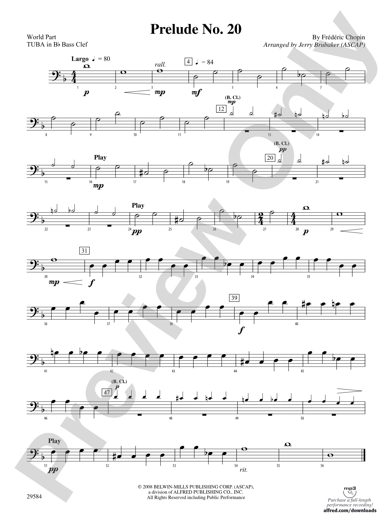 Prelude No. 20: (wp) B-flat Tuba B.C.