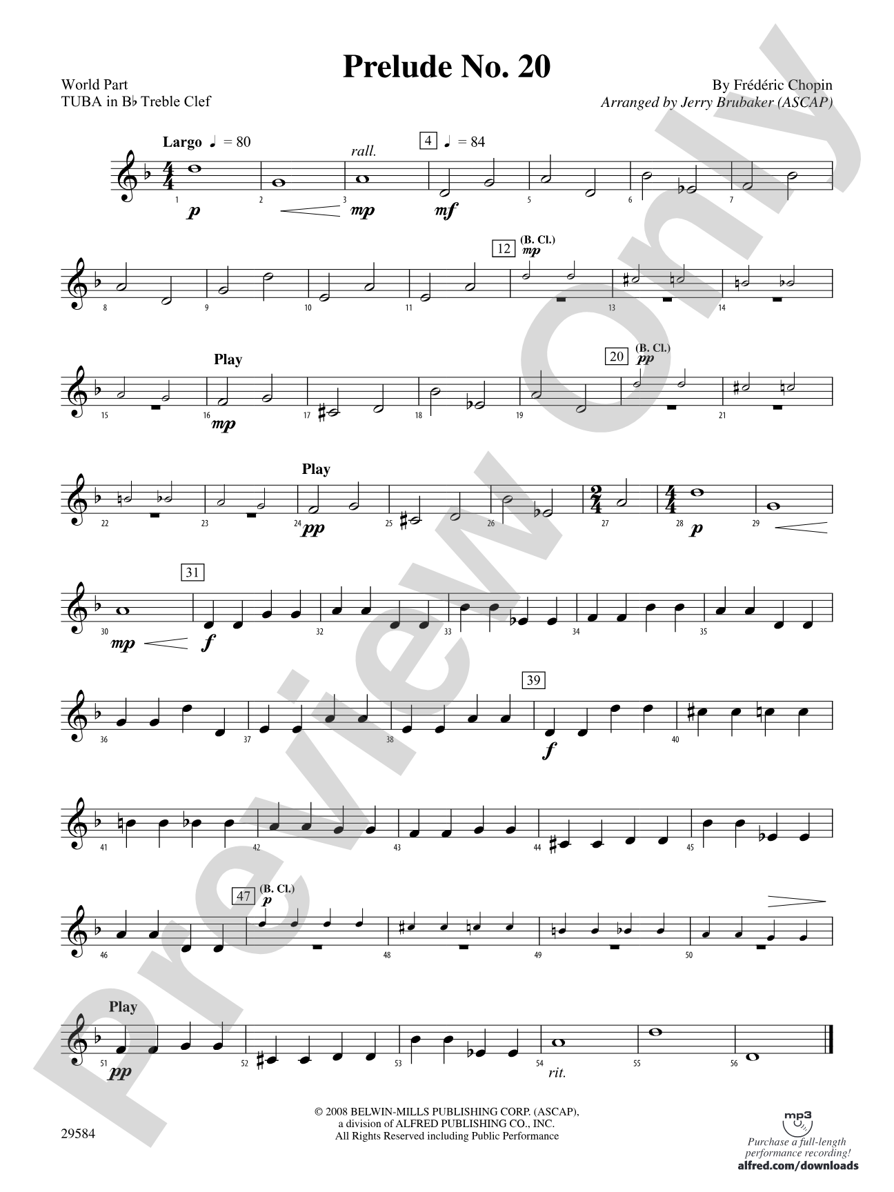 Prelude No. 20: (wp) B-flat Tuba T.C.