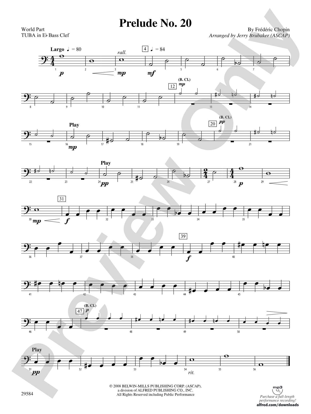 Prelude No. 20: (wp) E-flat Tuba B.C.