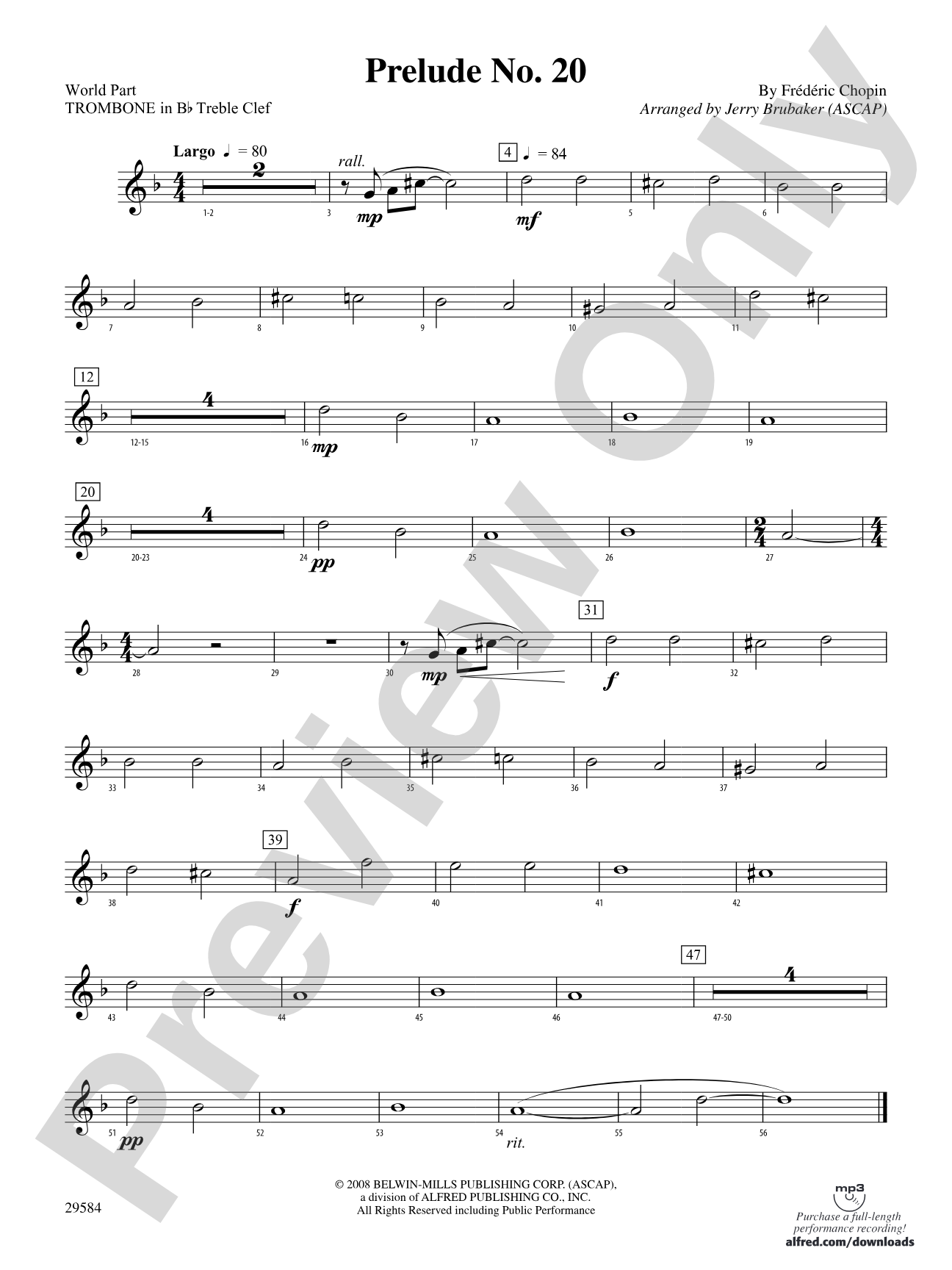 Prelude No. 20: (wp) 1st B-flat Trombone T.C.