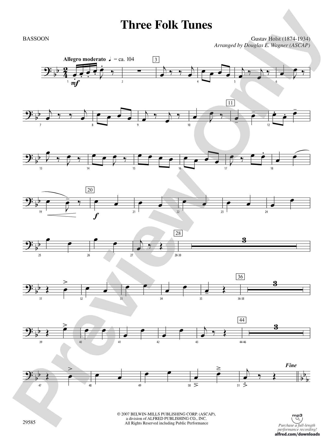 Three Folk Tunes: Bassoon