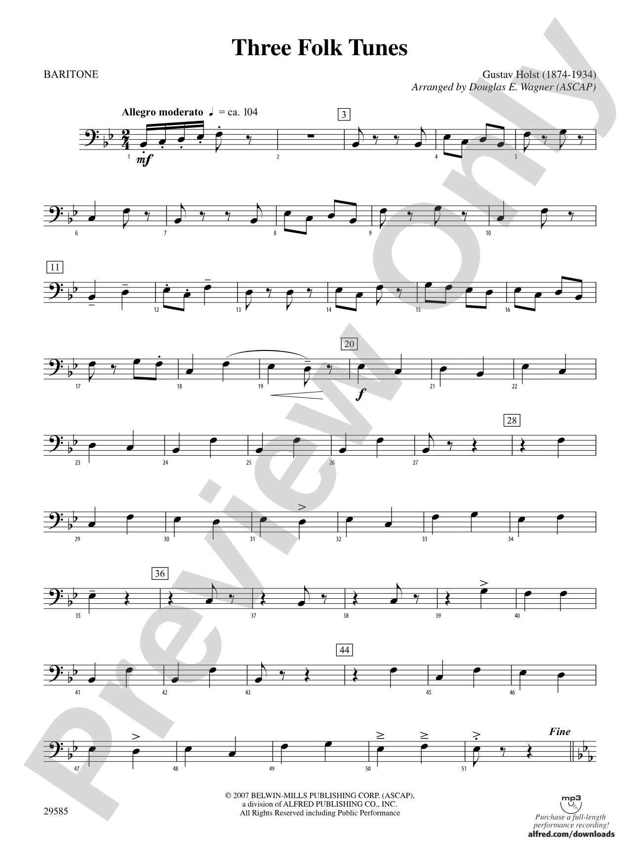 Three Folk Tunes: Baritone B.C.