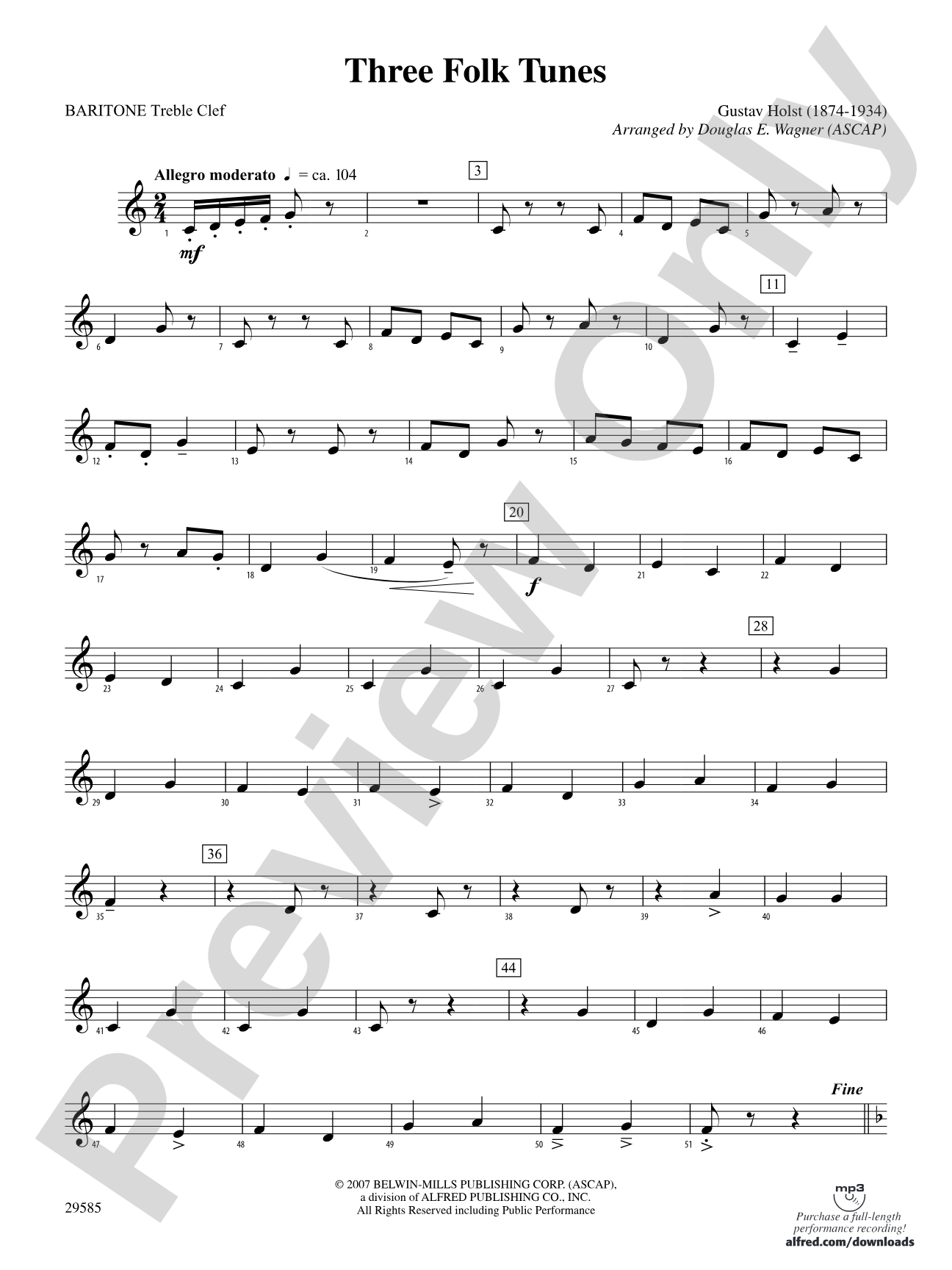 Three Folk Tunes: Baritone T.C.