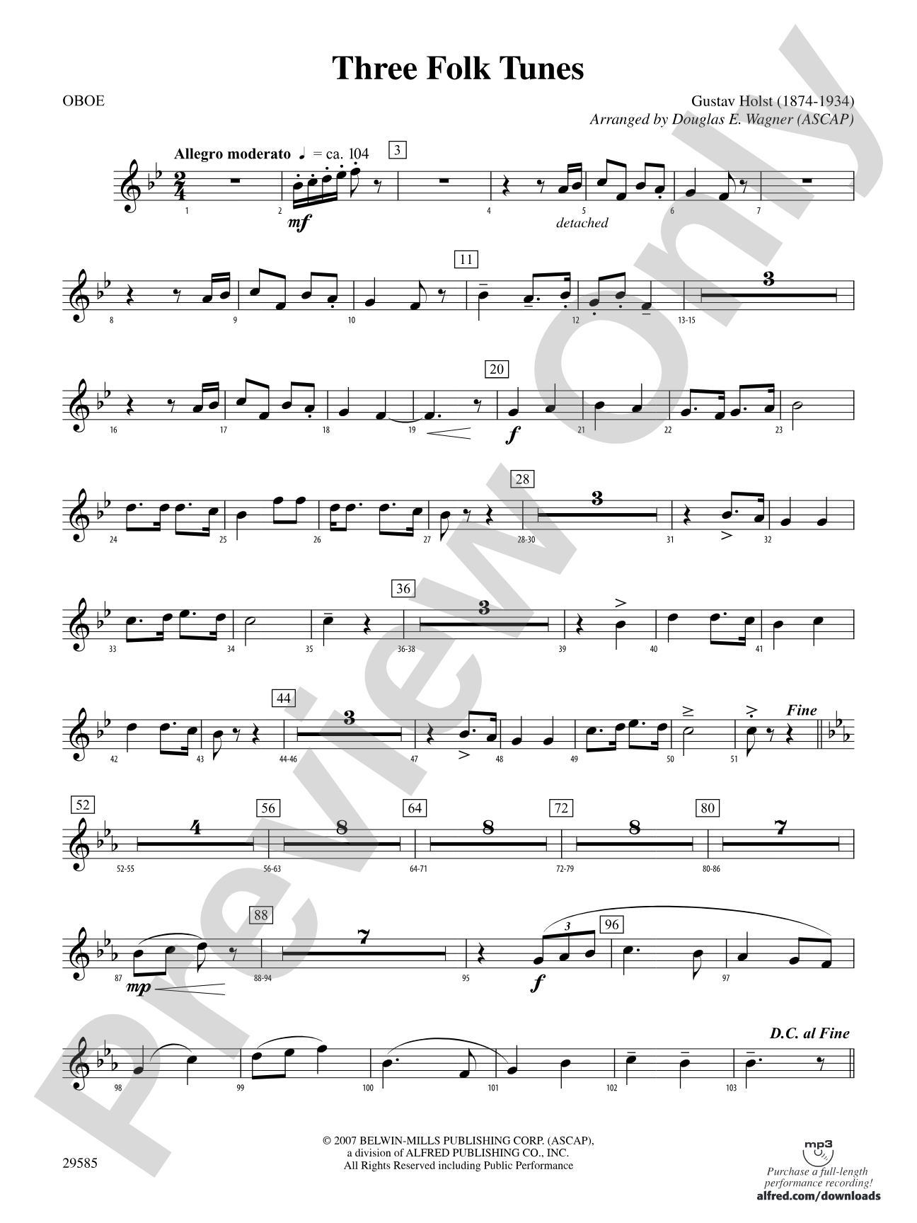 Three Folk Tunes: Oboe