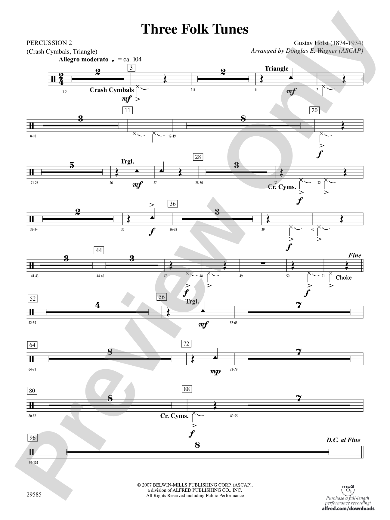 Three Folk Tunes: 2nd Percussion