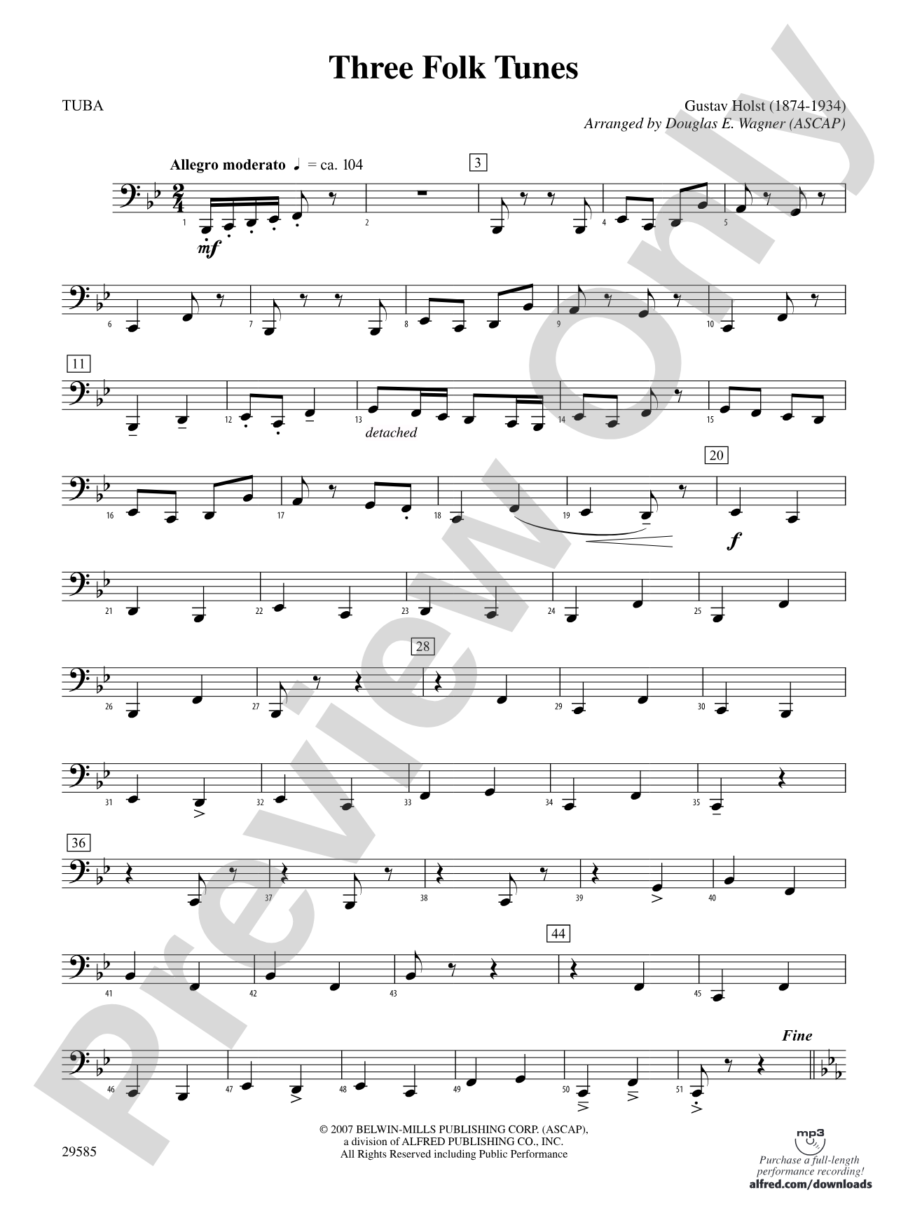 Three Folk Tunes: Tuba