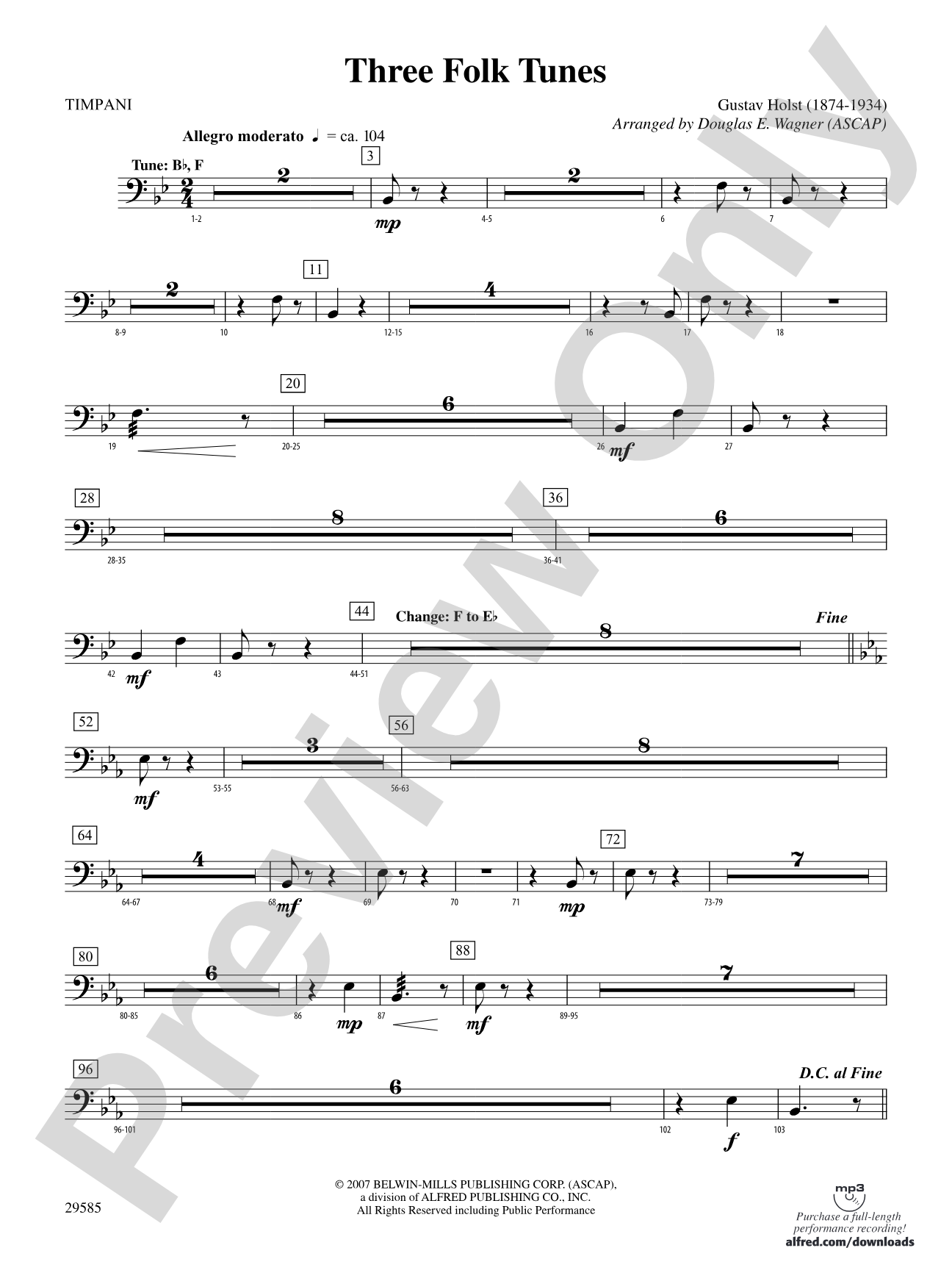 Three Folk Tunes: Timpani