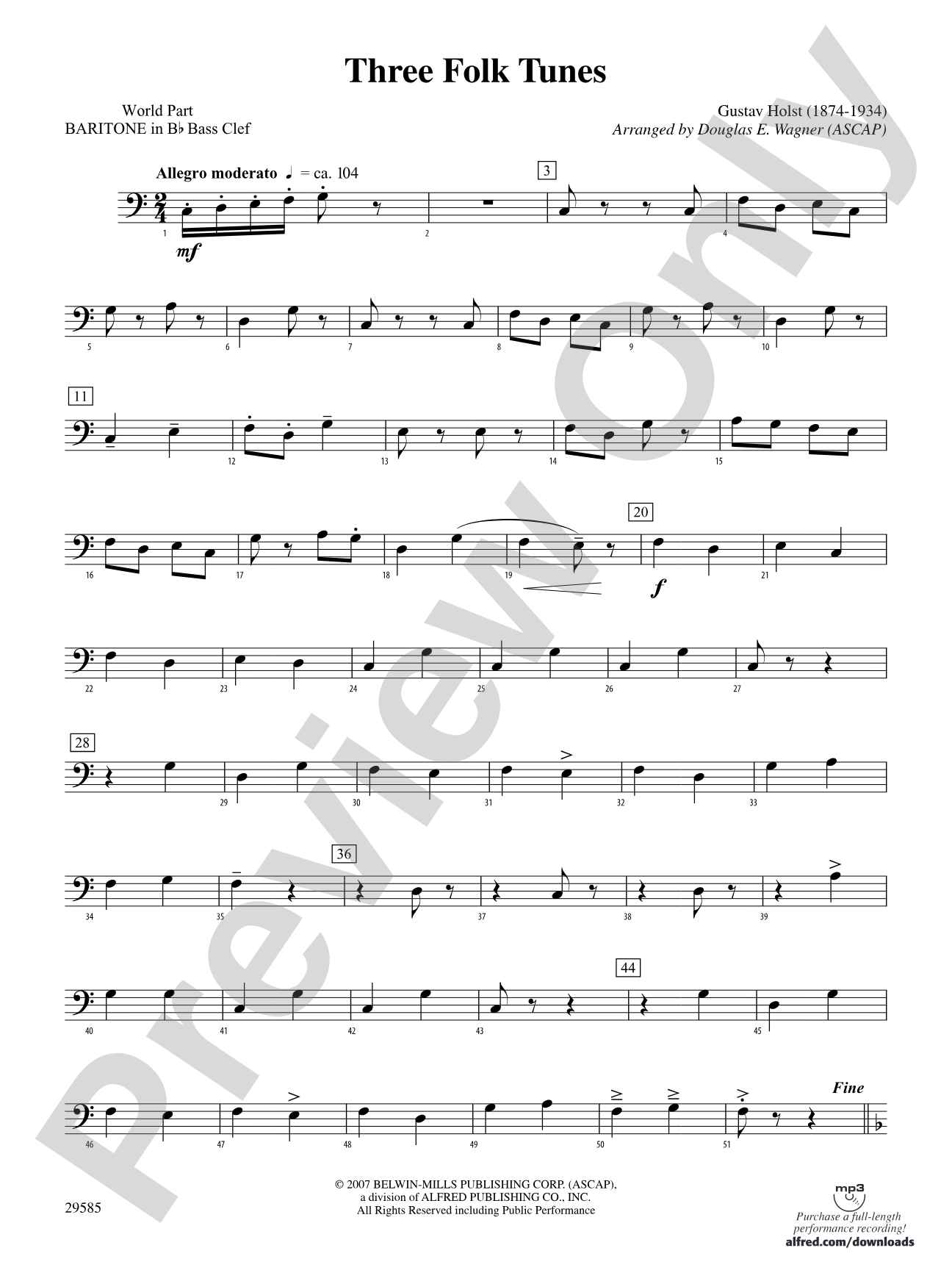 Three Folk Tunes: (wp) B-flat Baritone B.C.