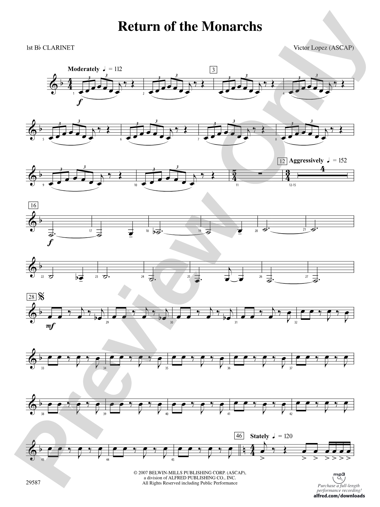 Return of the Monarchs: 1st B-flat Clarinet