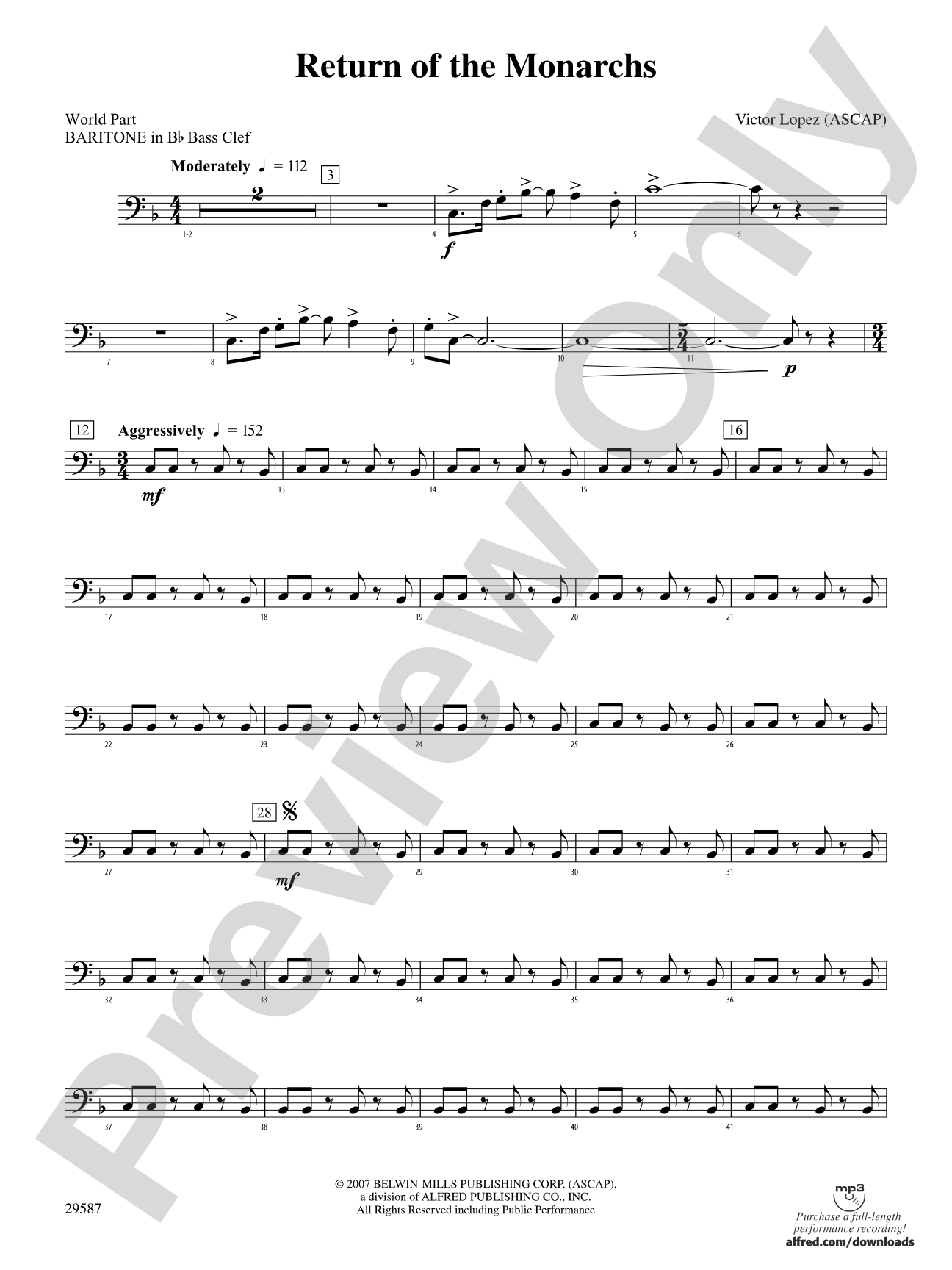 Return of the Monarchs: (wp) B-flat Baritone B.C.