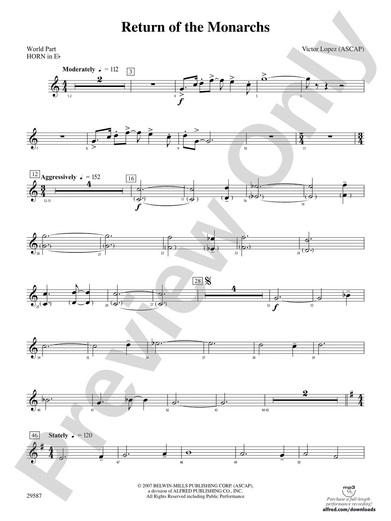 Return of the Monarchs: (wp) 1st Horn in E-flat