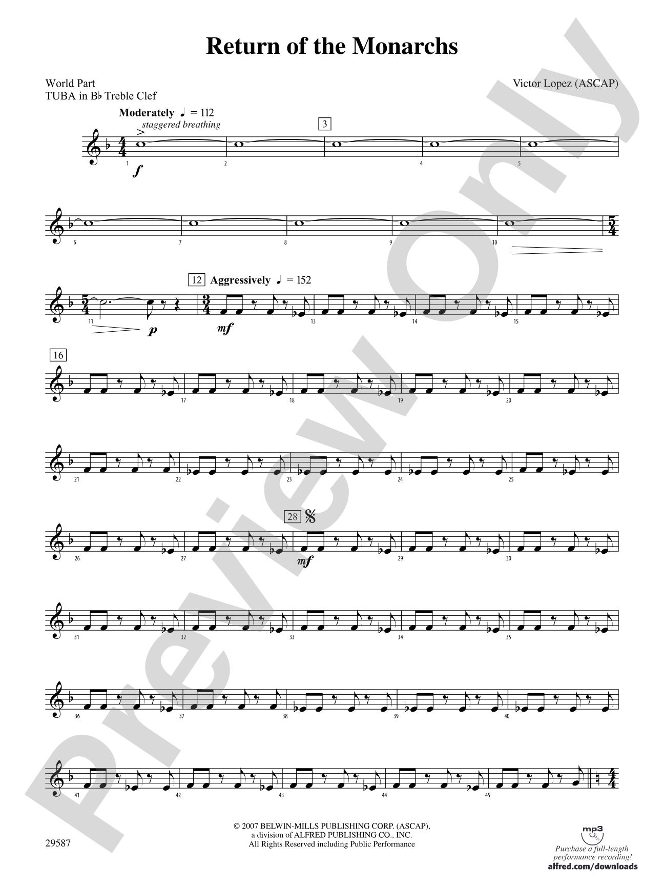 Return of the Monarchs: (wp) B-flat Tuba T.C.