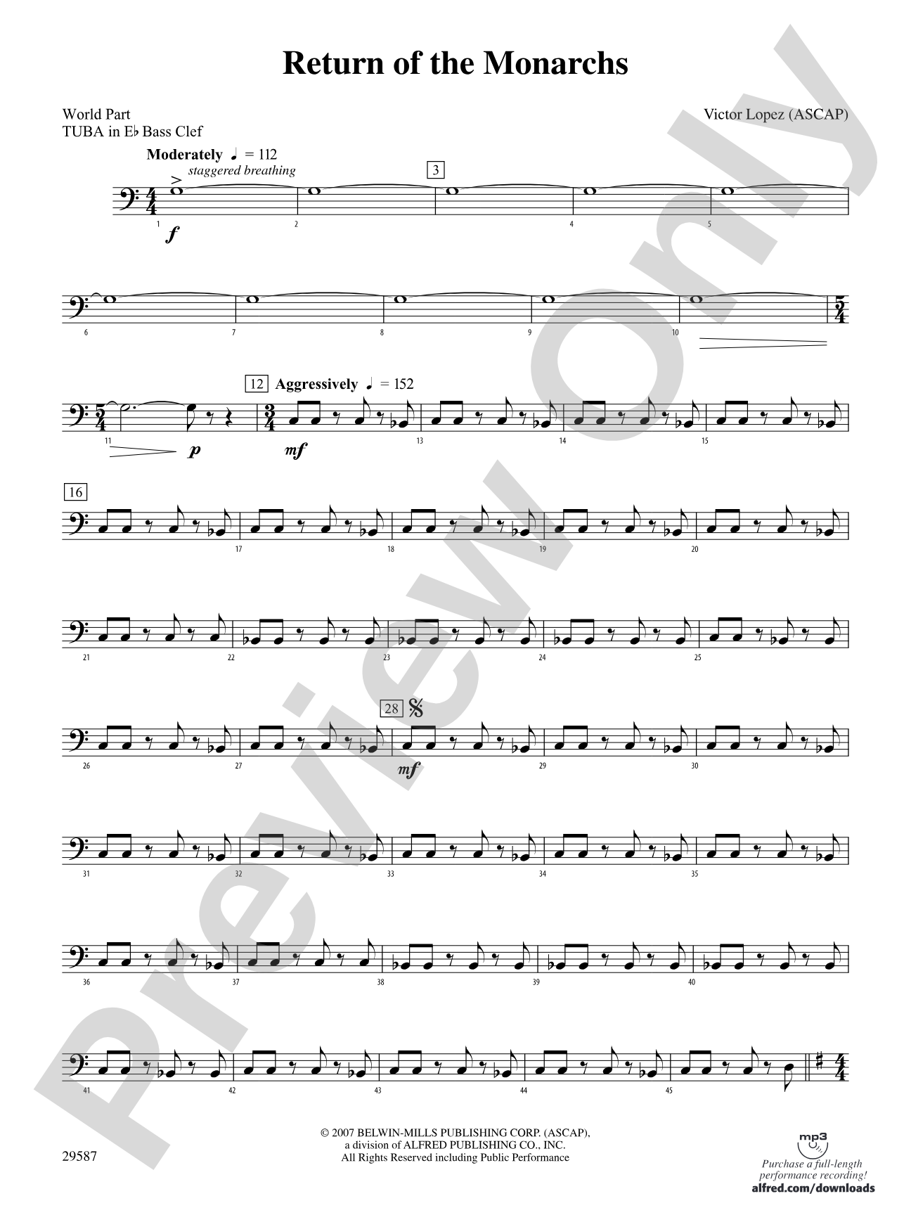 Return of the Monarchs: (wp) E-flat Tuba B.C.