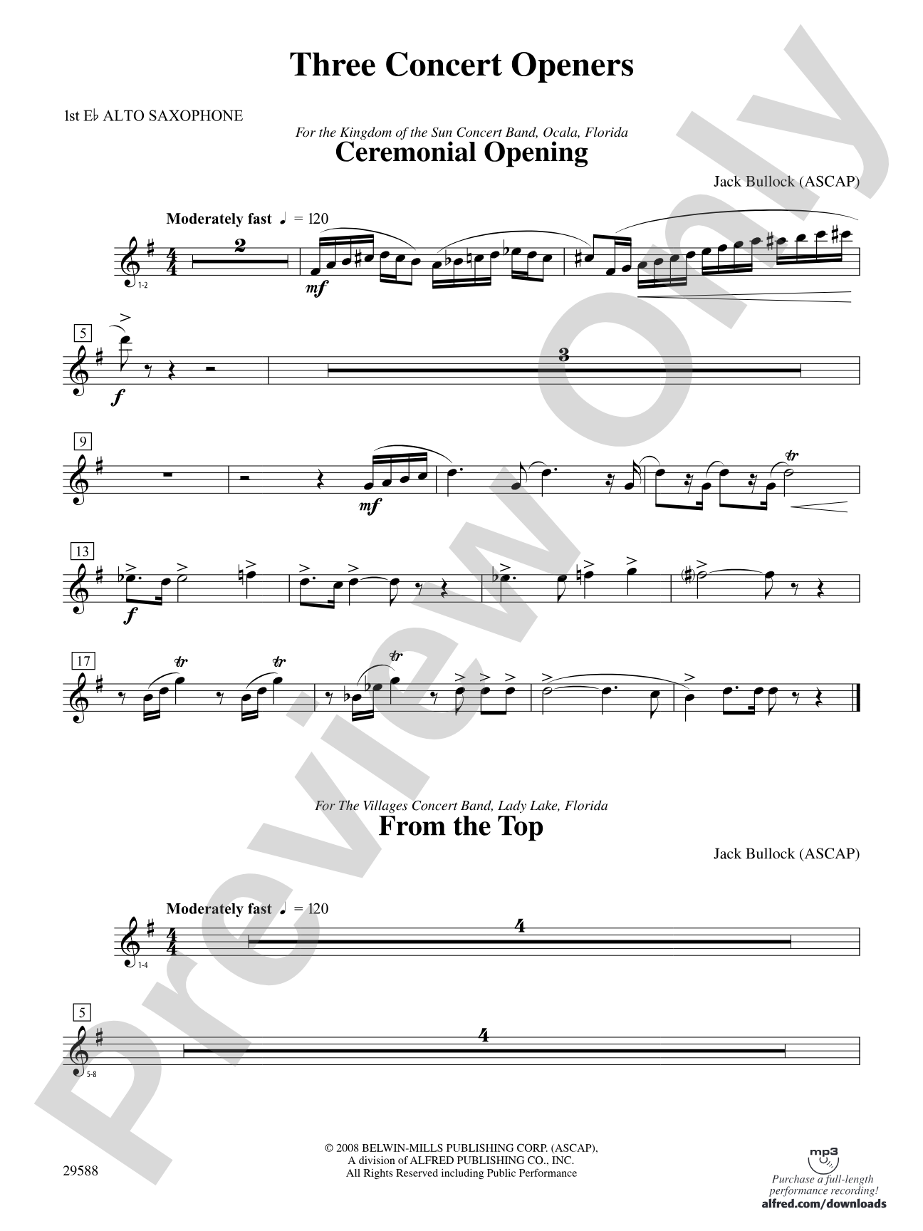 Three Concert Openers: E-flat Alto Saxophone