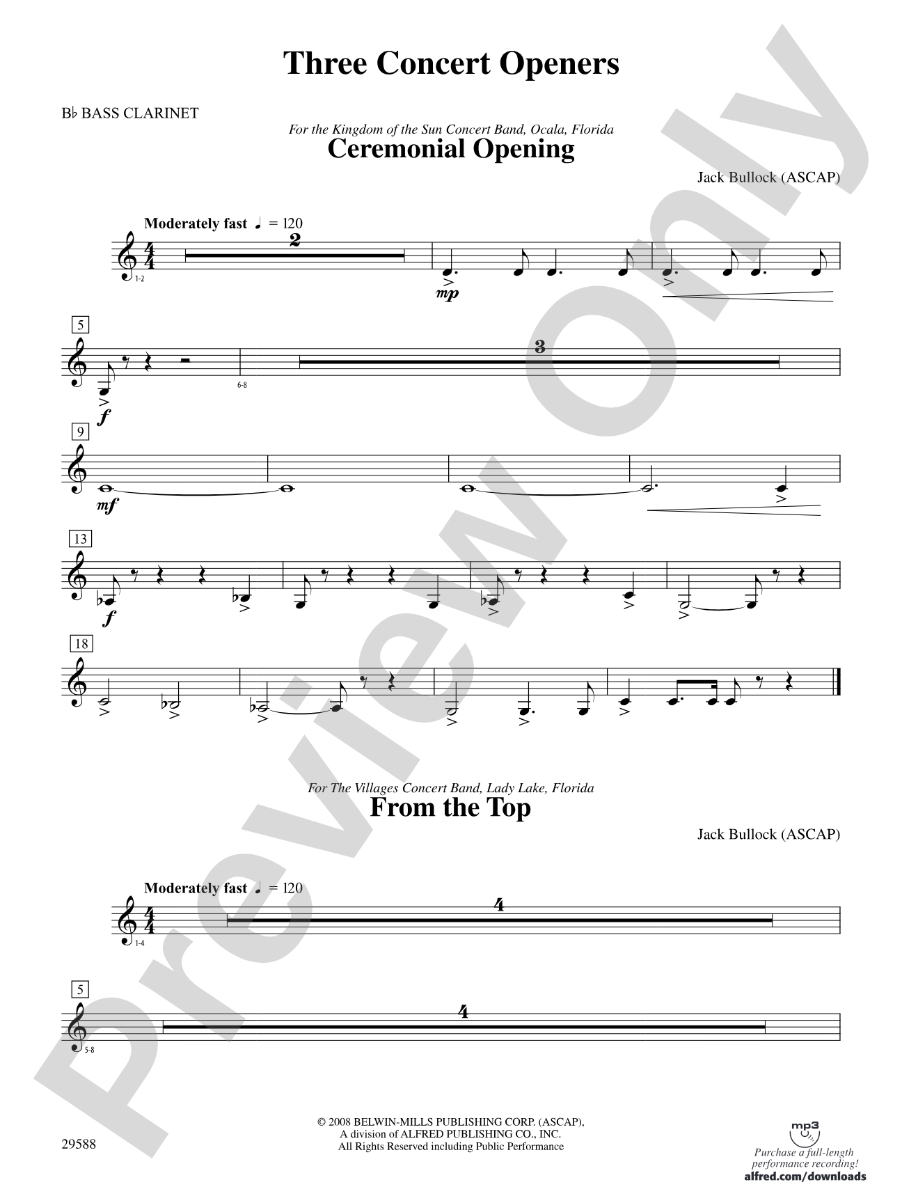 Three Concert Openers: B-flat Bass Clarinet