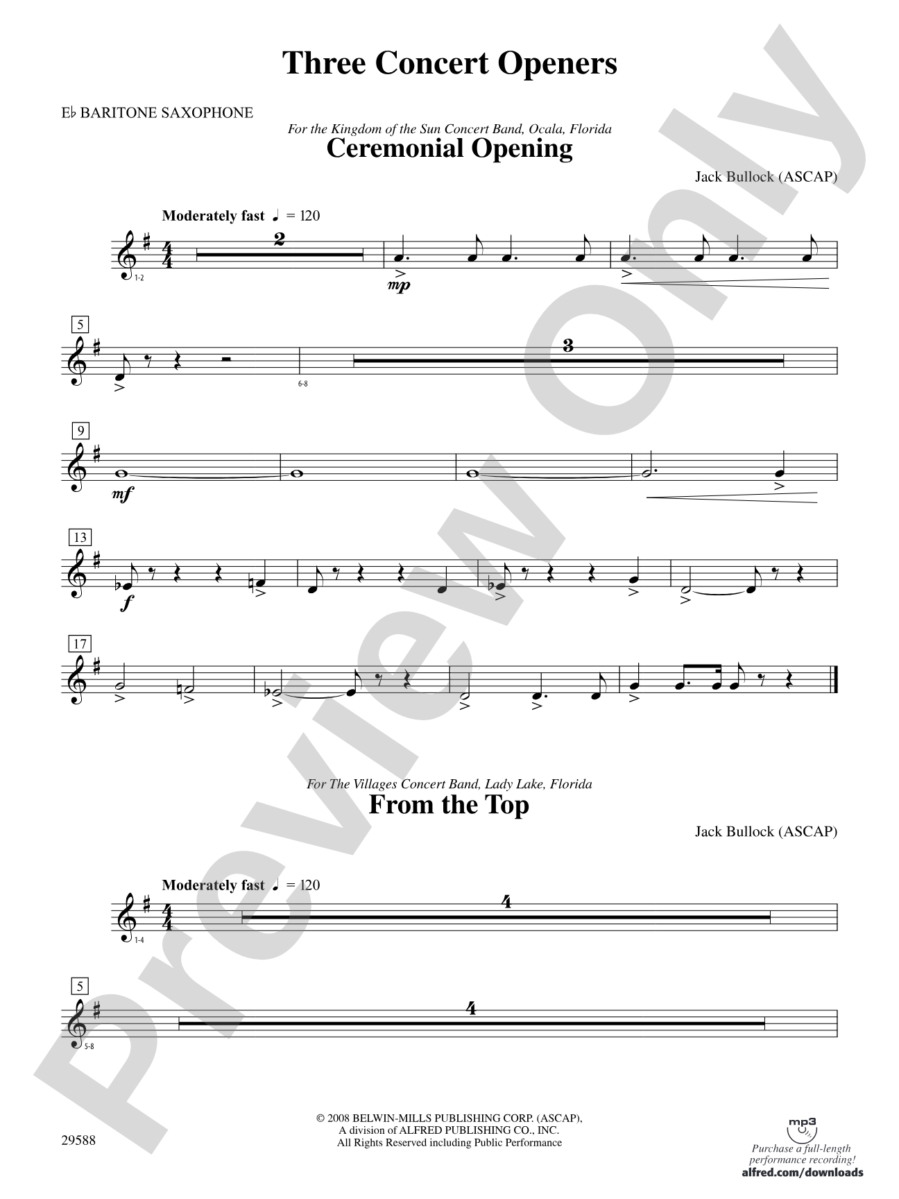 Three Concert Openers: E-flat Baritone Saxophone