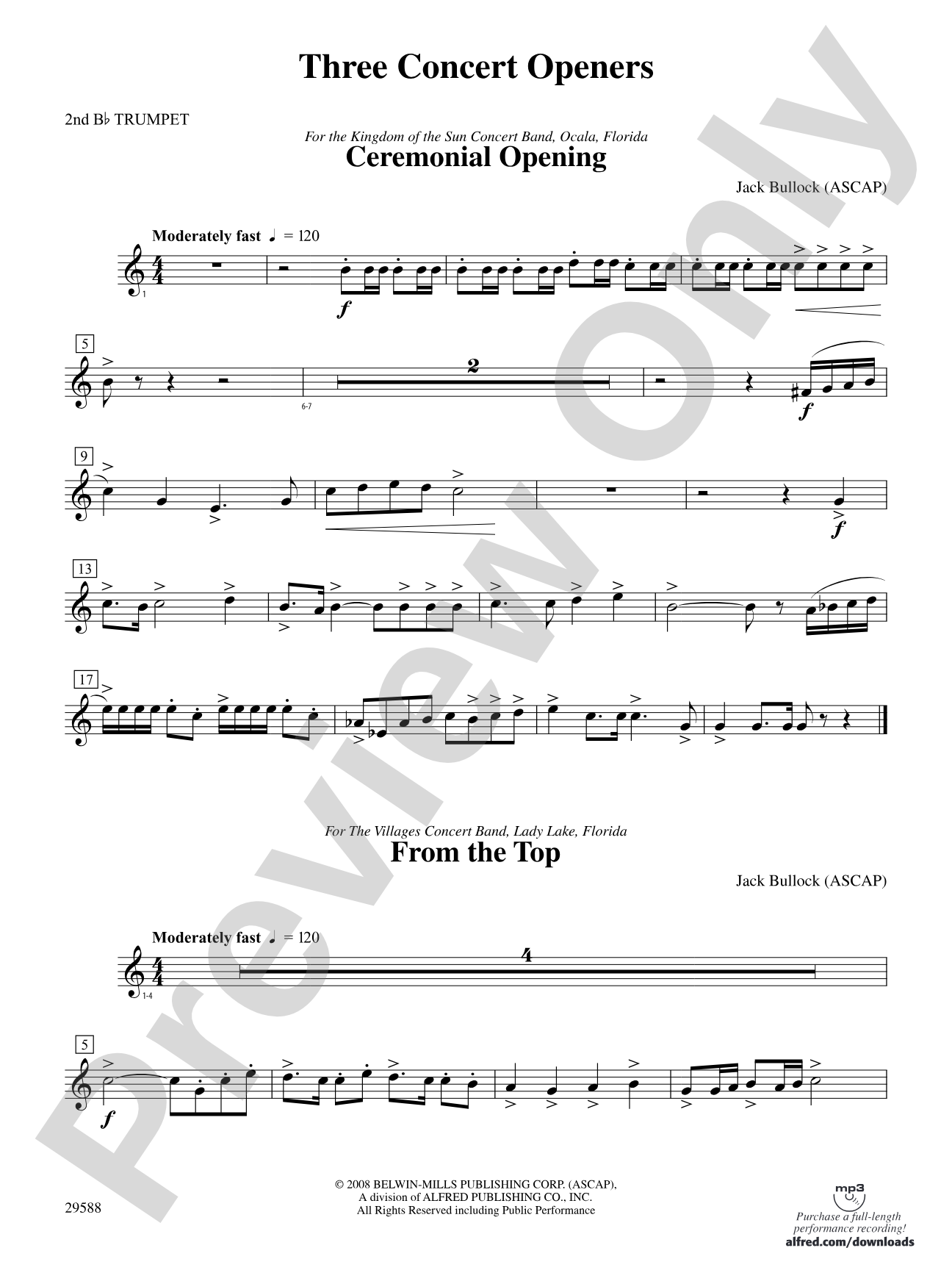Three Concert Openers: 2nd B-flat Trumpet