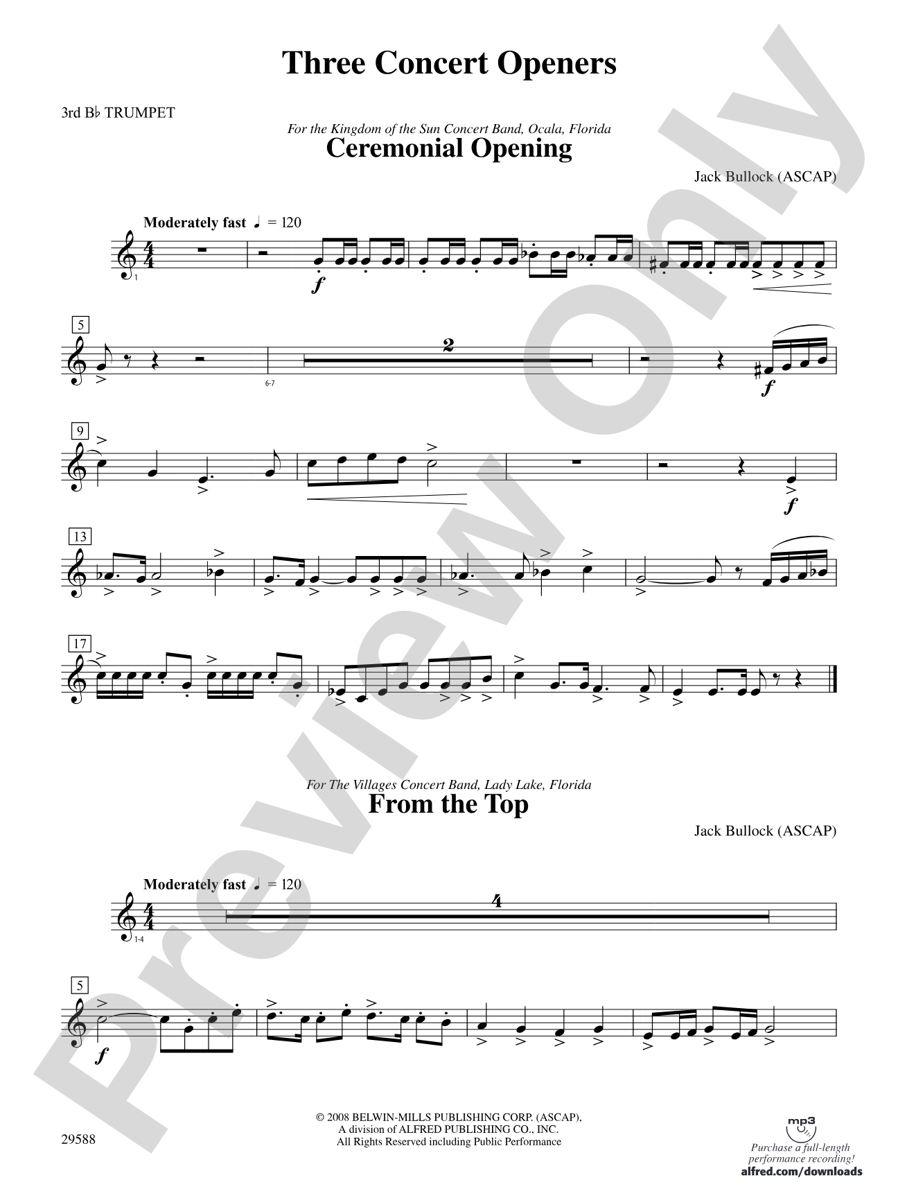 Three Concert Openers: 3rd B-flat Trumpet