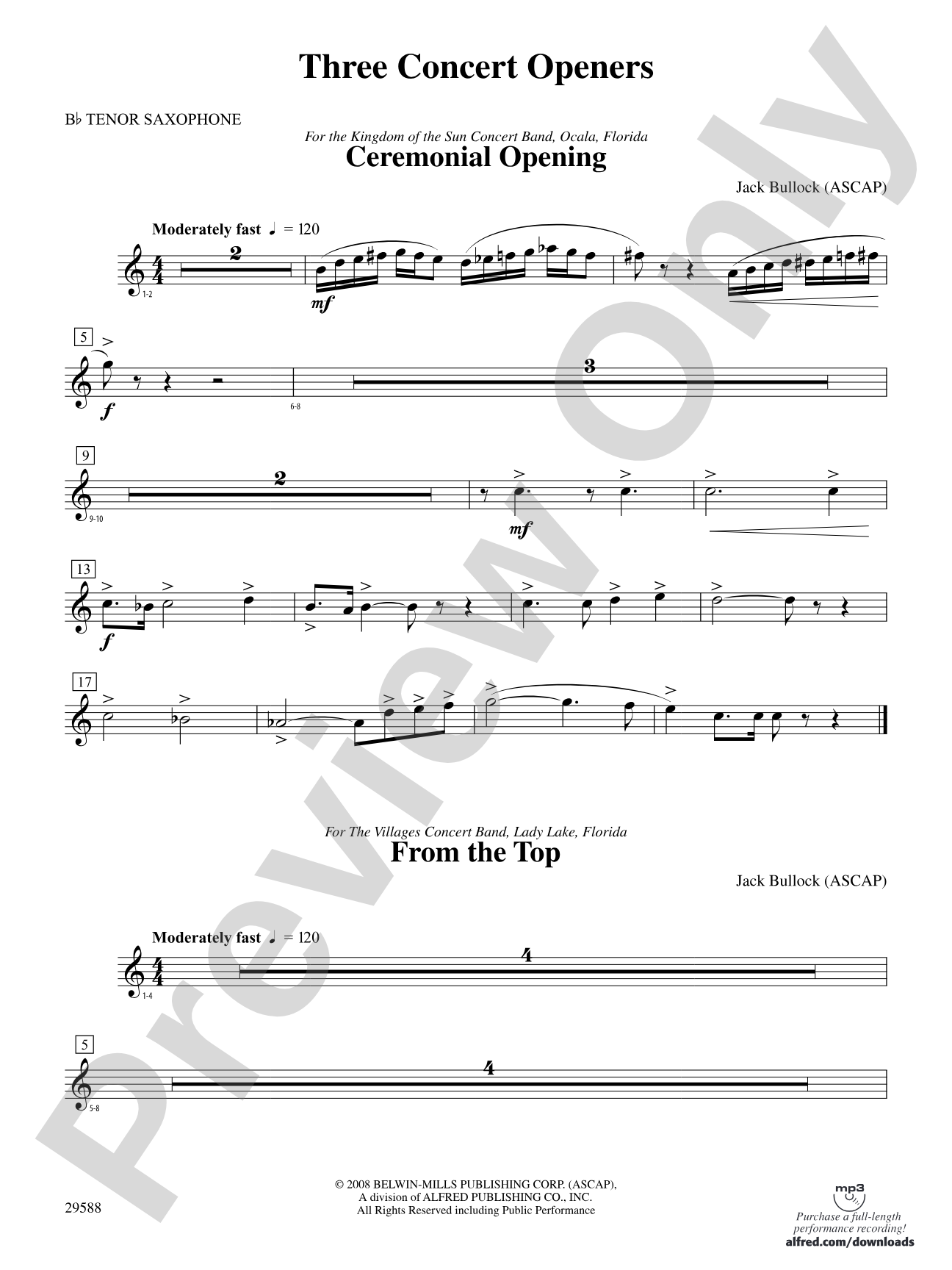 Three Concert Openers: B-flat Tenor Saxophone