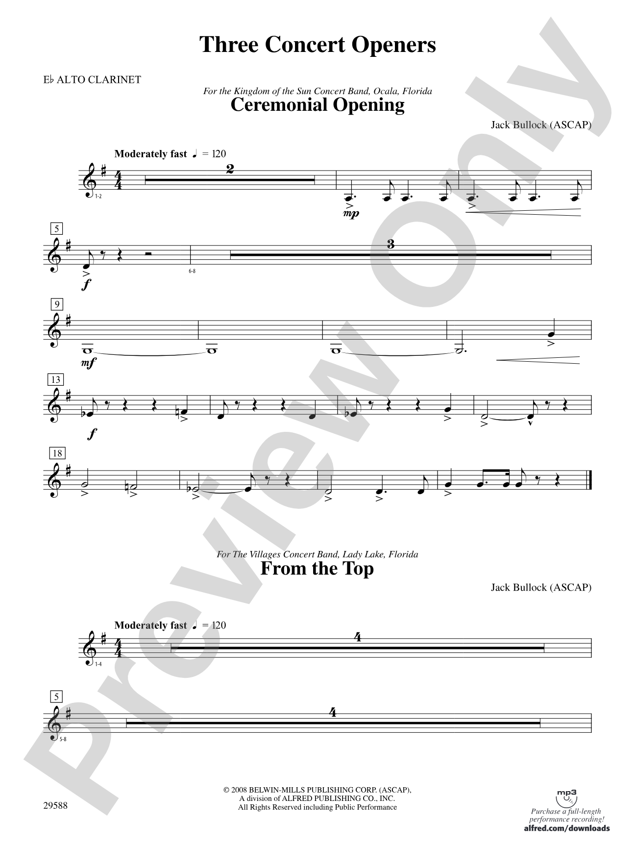 Three Concert Openers: (wp) E-flat Alto Clarinet