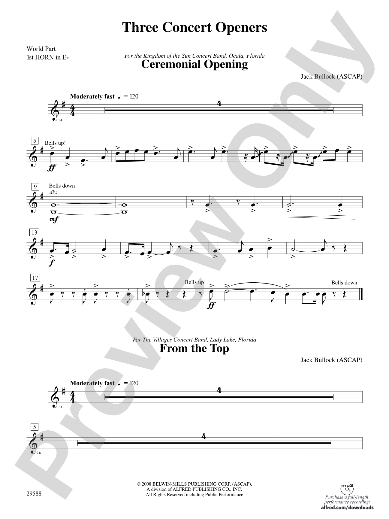 Three Concert Openers: (wp) 1st Horn in E-flat