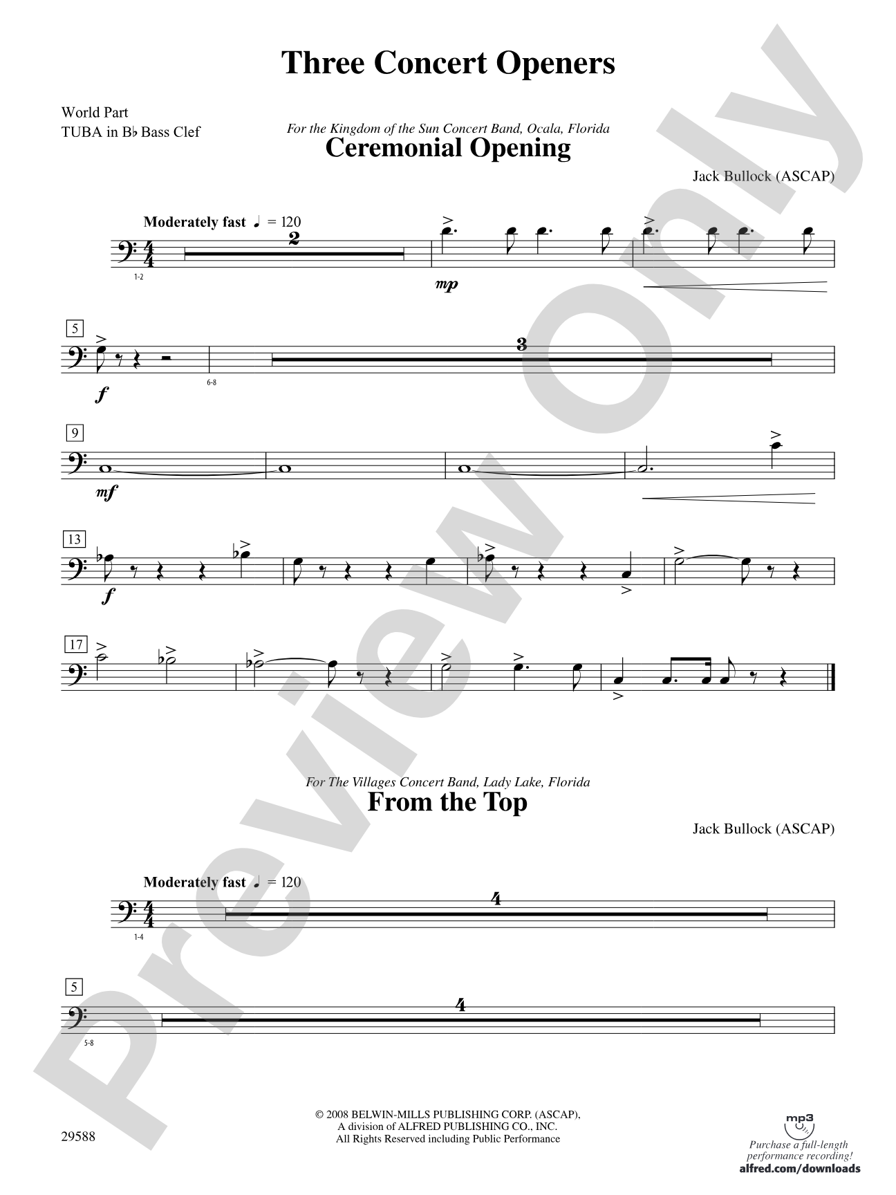 Three Concert Openers: (wp) B-flat Tuba B.C.