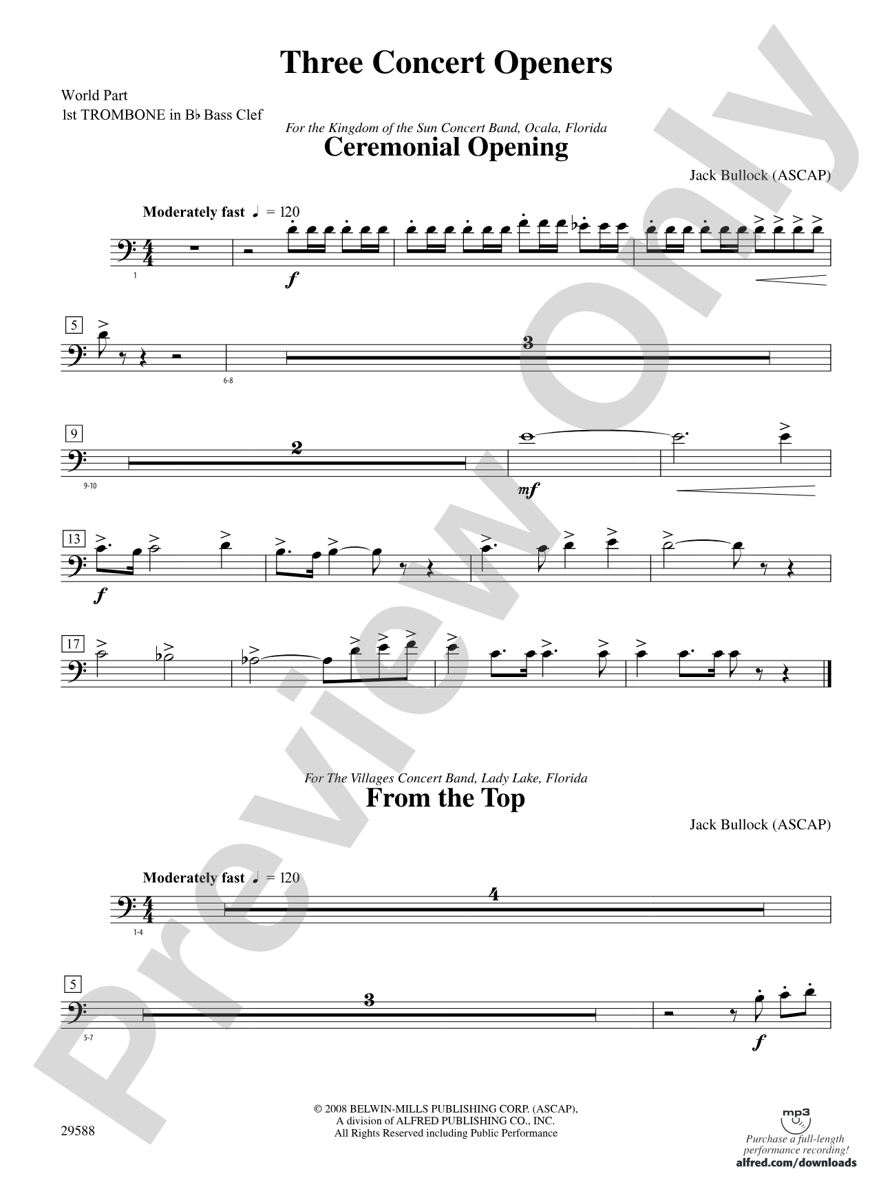Three Concert Openers: (wp) 1st B-flat Trombone B.C.