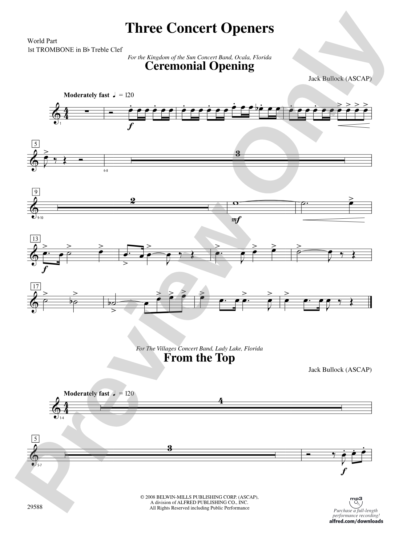 Three Concert Openers: (wp) 1st B-flat Trombone T.C.