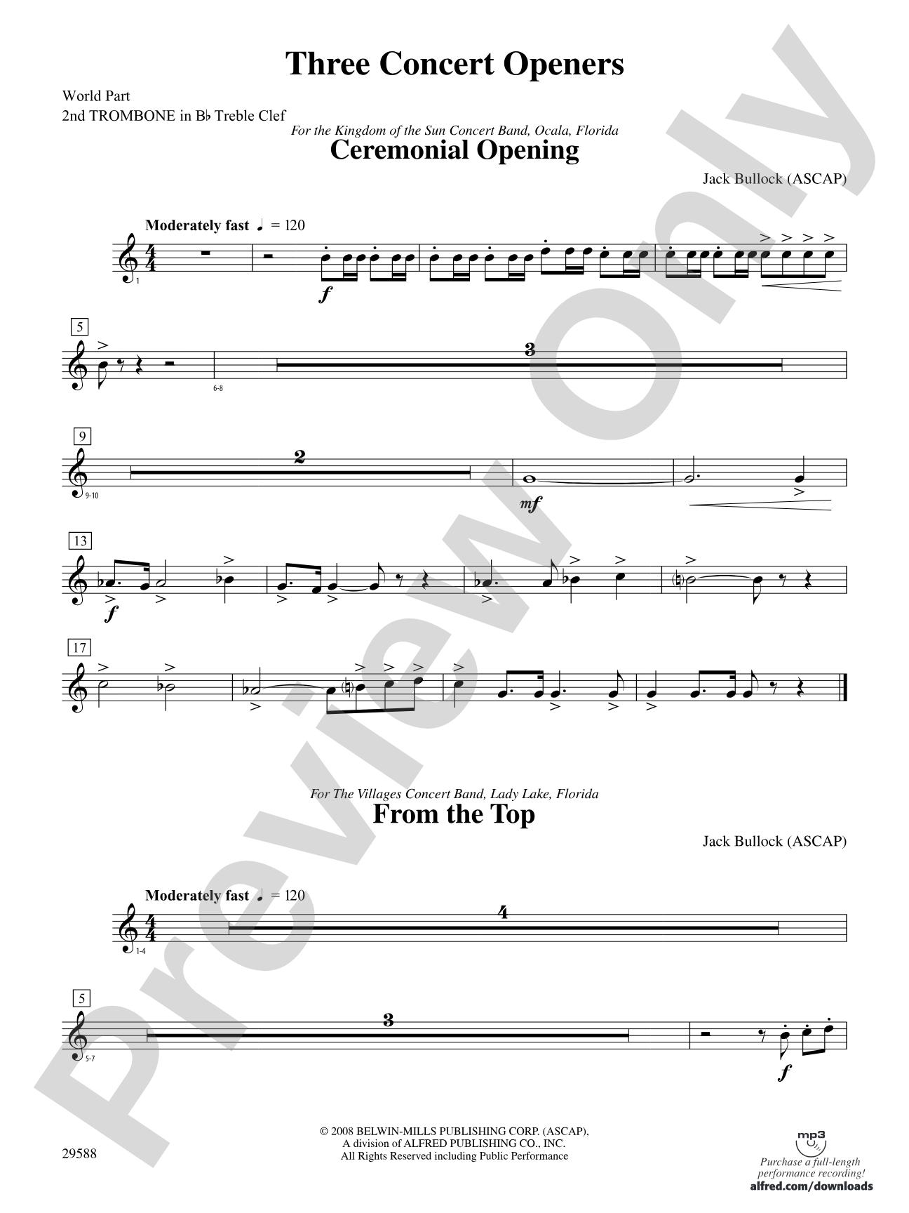 Three Concert Openers: (wp) 2nd B-flat Trombone T.C.